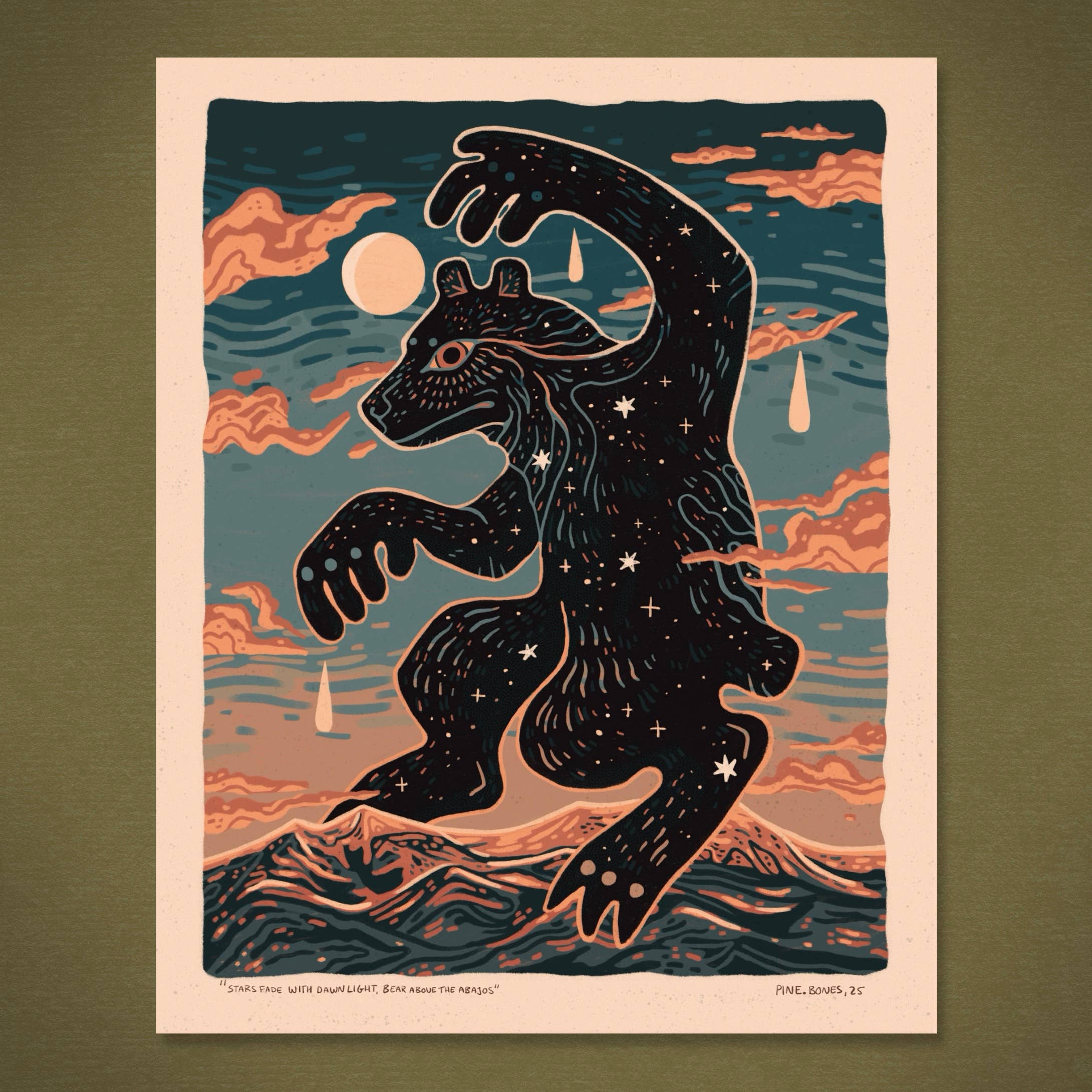 Bear Above Mountains - 8x10 Nature Wilderness Art Print