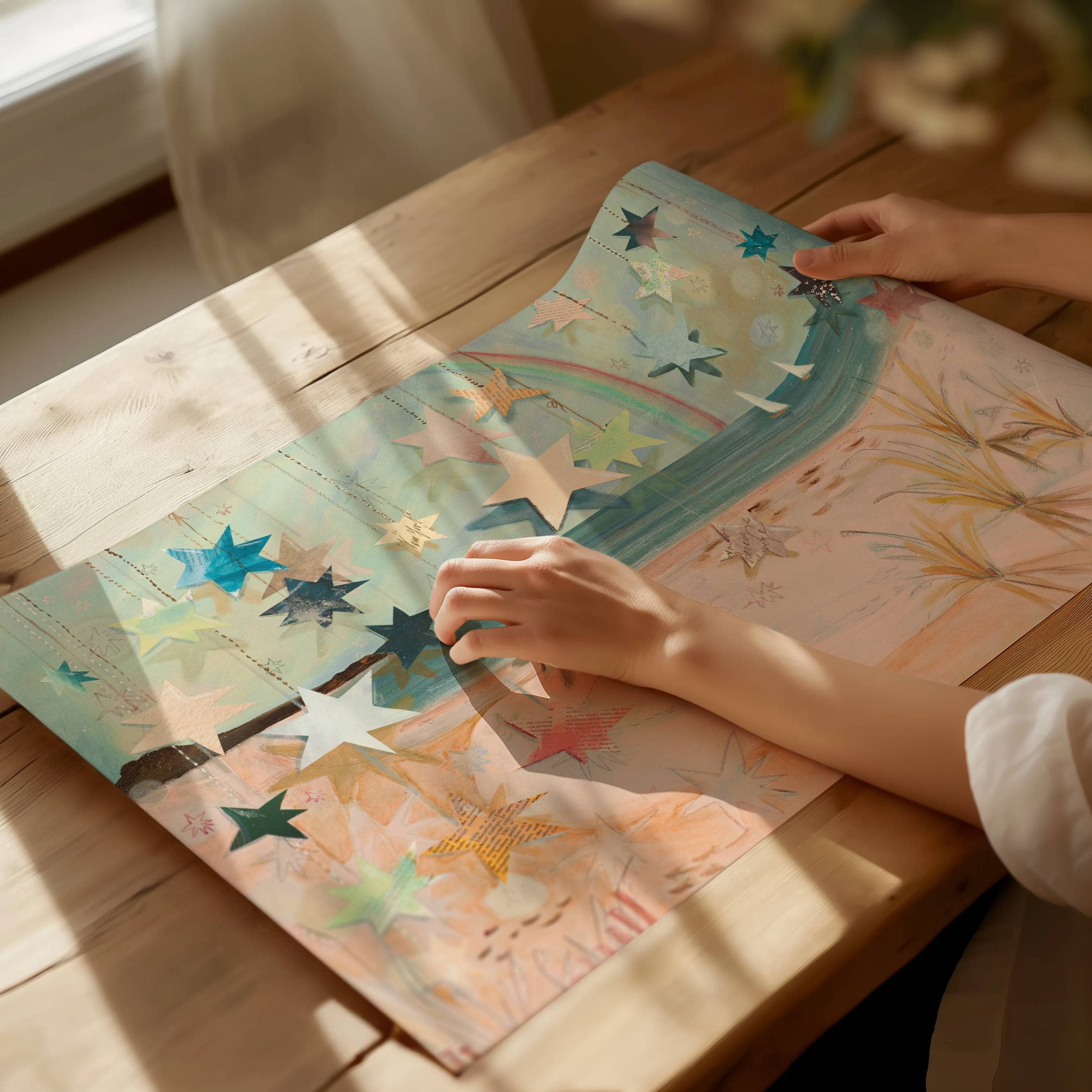 Pink Beach Art Print, Magical Nursery Art, Pastel Coastal: 8x10 inches