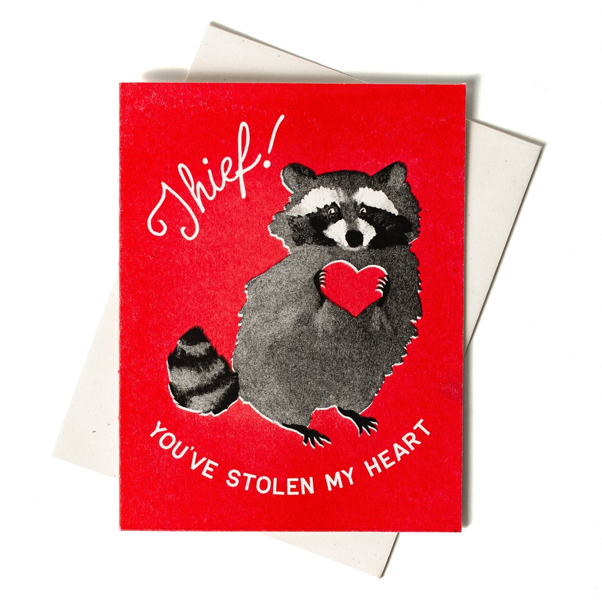 Bromstad Printing Co. - Thief! Raccoon - Risograph Card - VISUAL INDEX