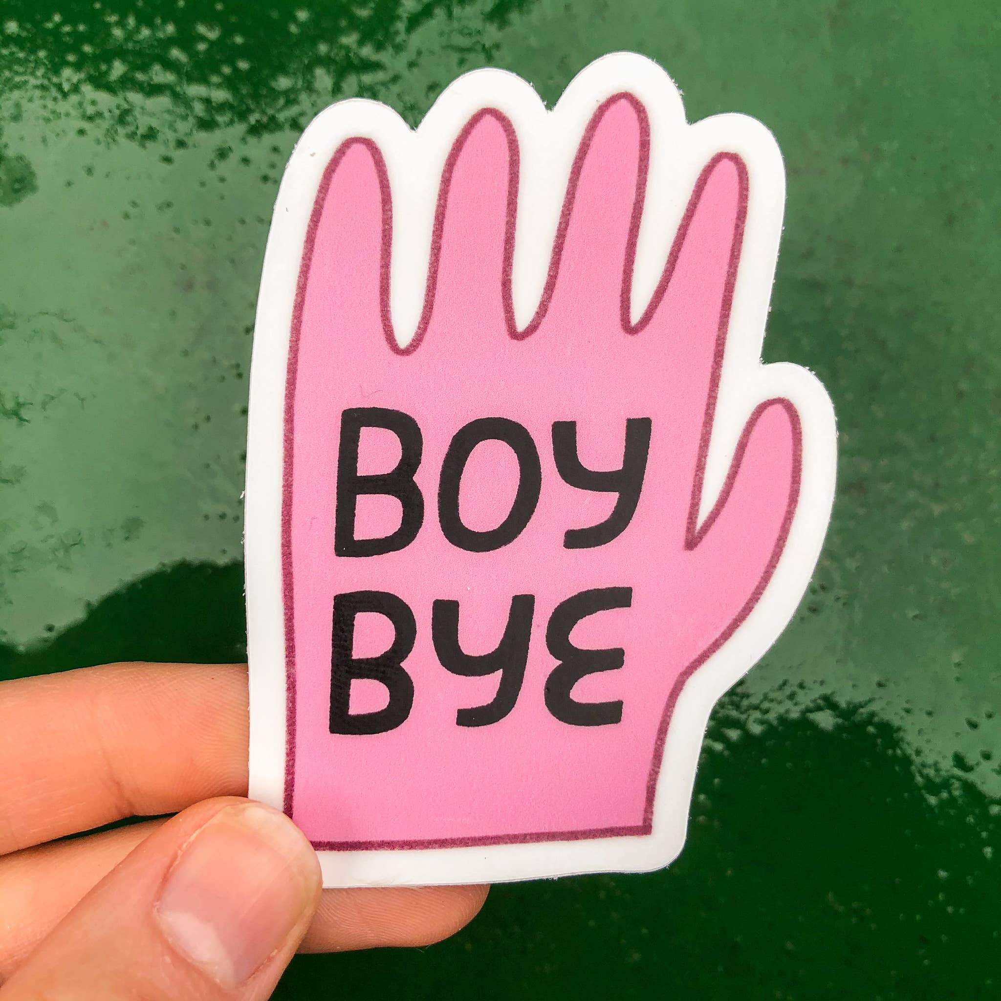 Cute Pink Boy Bye Decorative Vinyl Sticker
