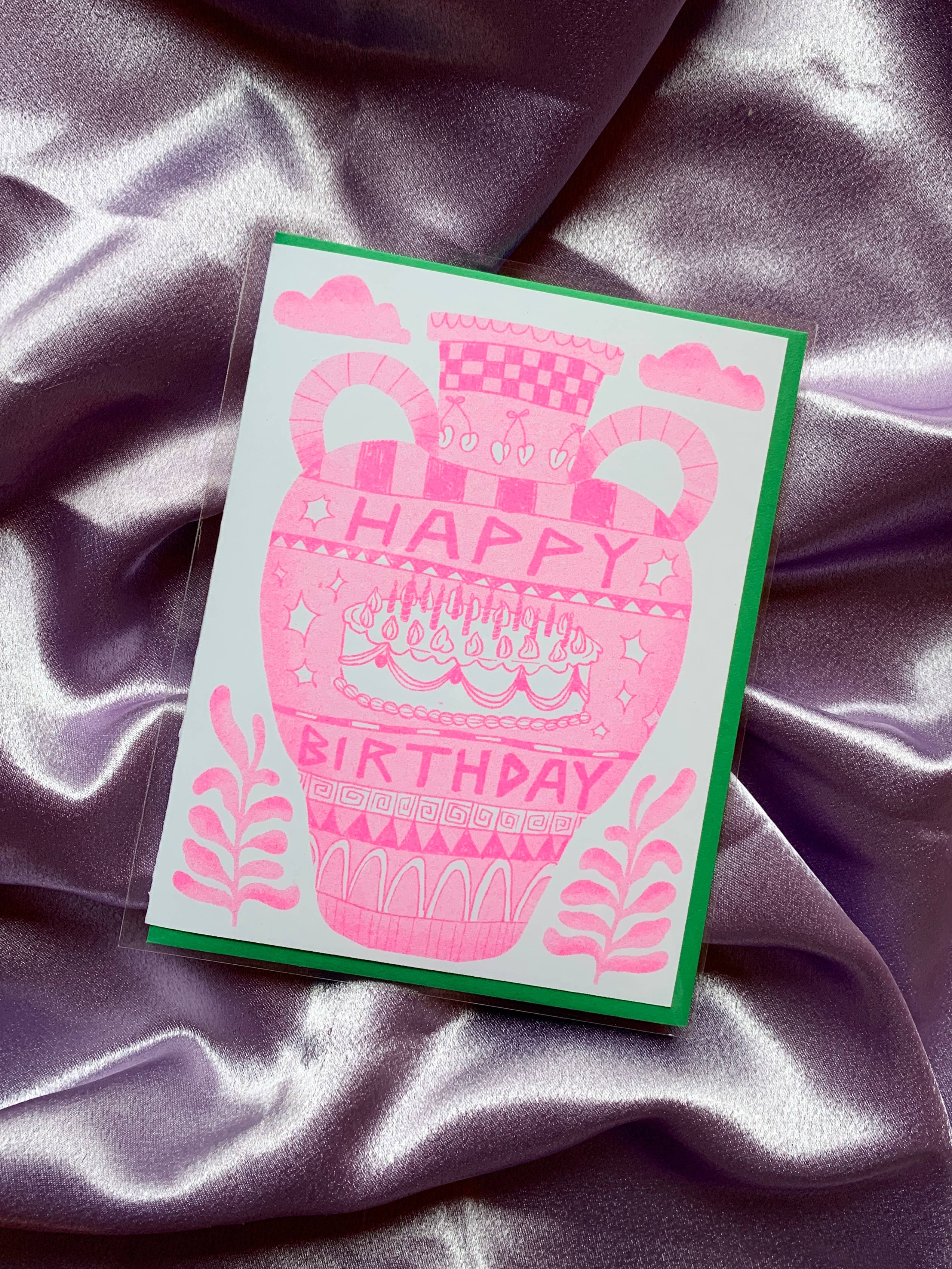 Happy Birthday Vessel Risograph Greeting Card