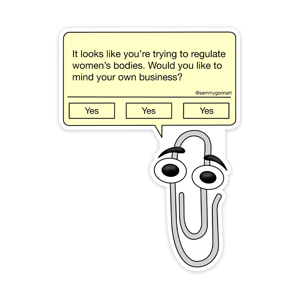 Pro-Choice Clippy, 90s Retro Microsoft Paperclip, Sticker