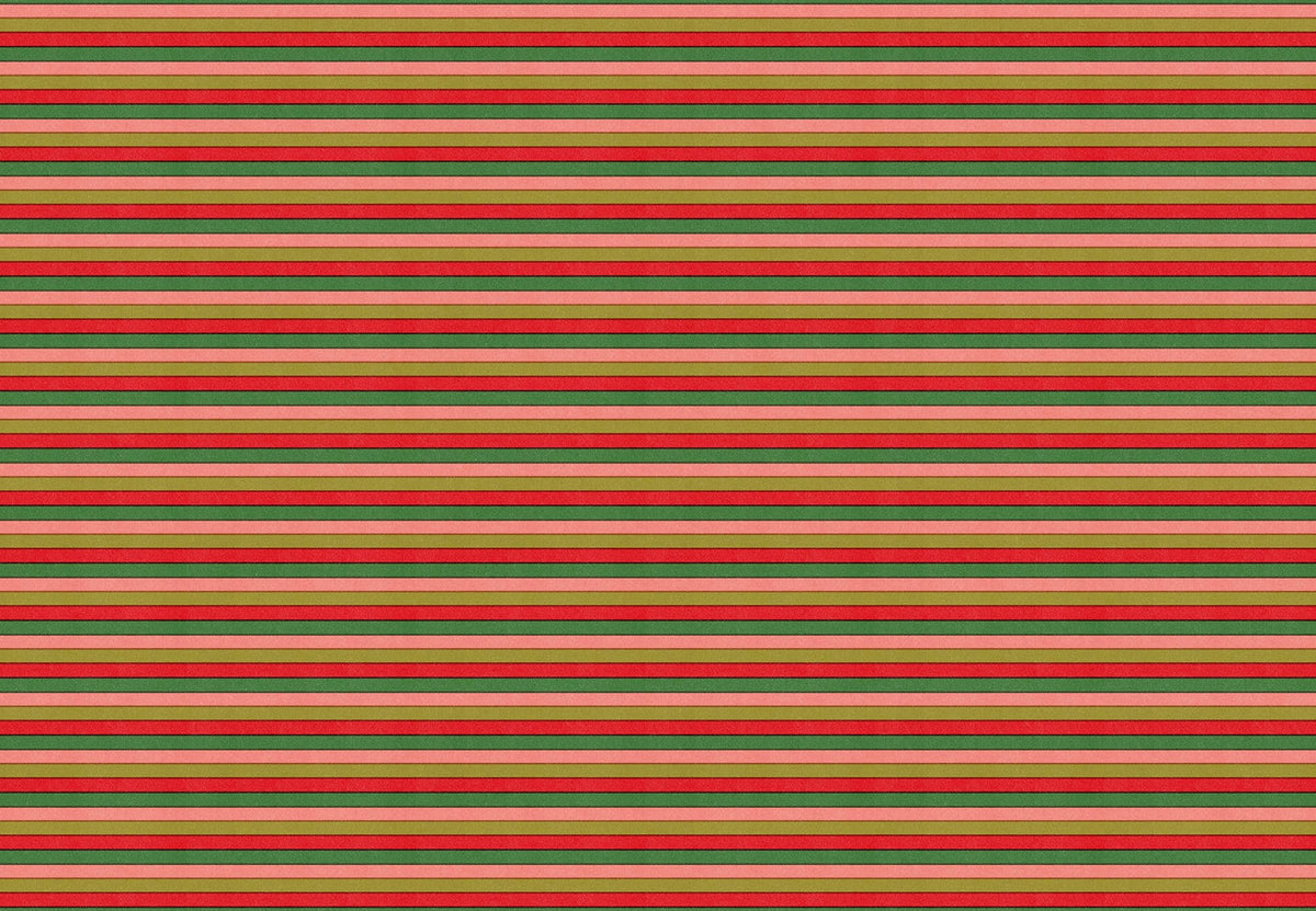 Holiday Multi Stripe Wrapping Paper- Roll of 3 Sheets