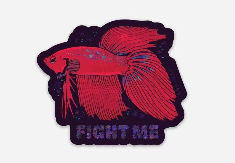 Fight Me! Betta Fish Glitter Sticker