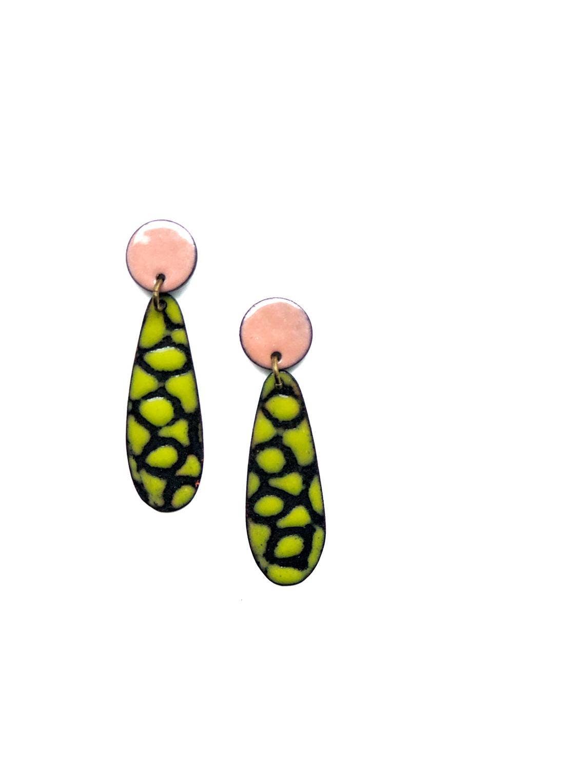 Enamel Stud Dangle Earrings