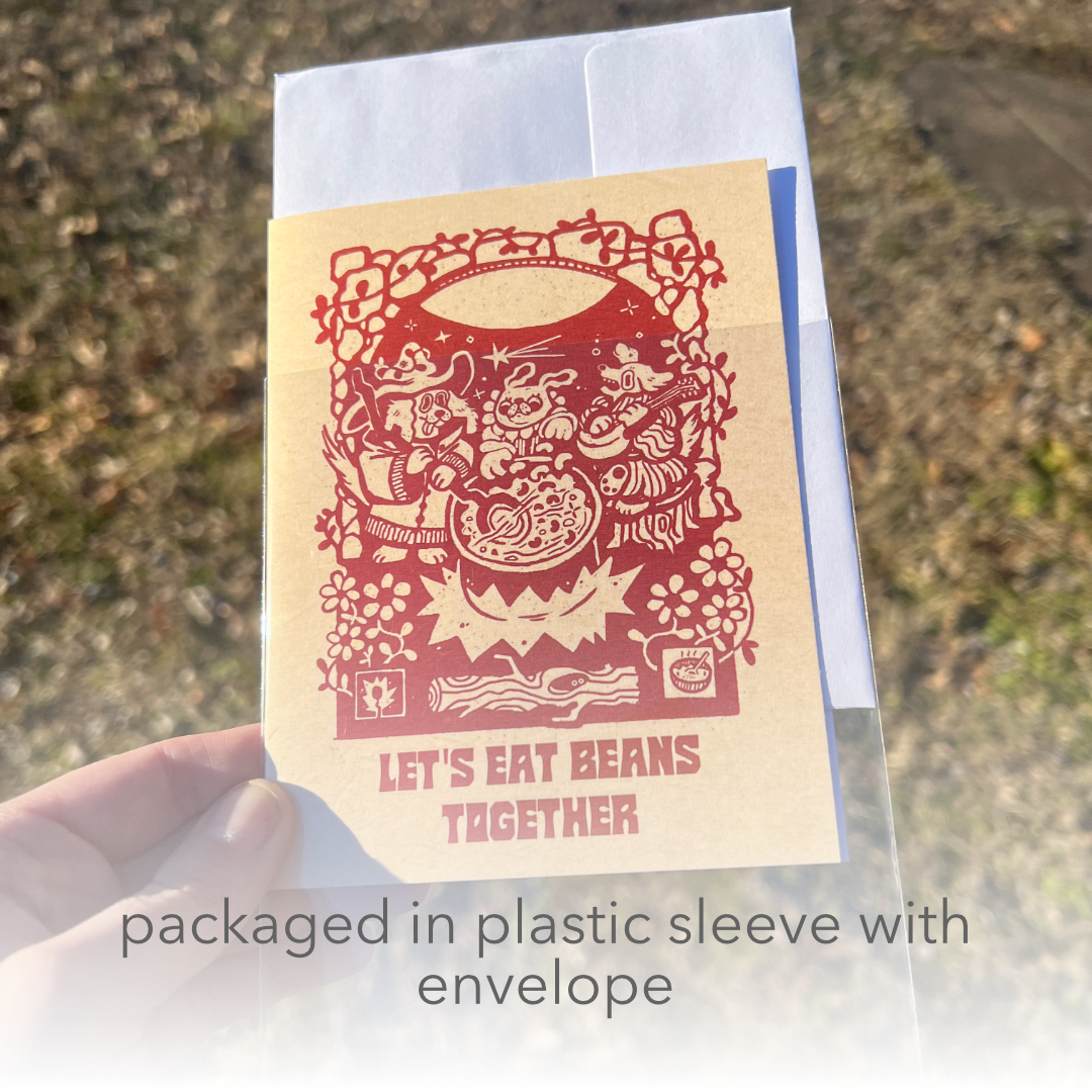 Let's Eat Beans Together Blank A2 Card With Envelope