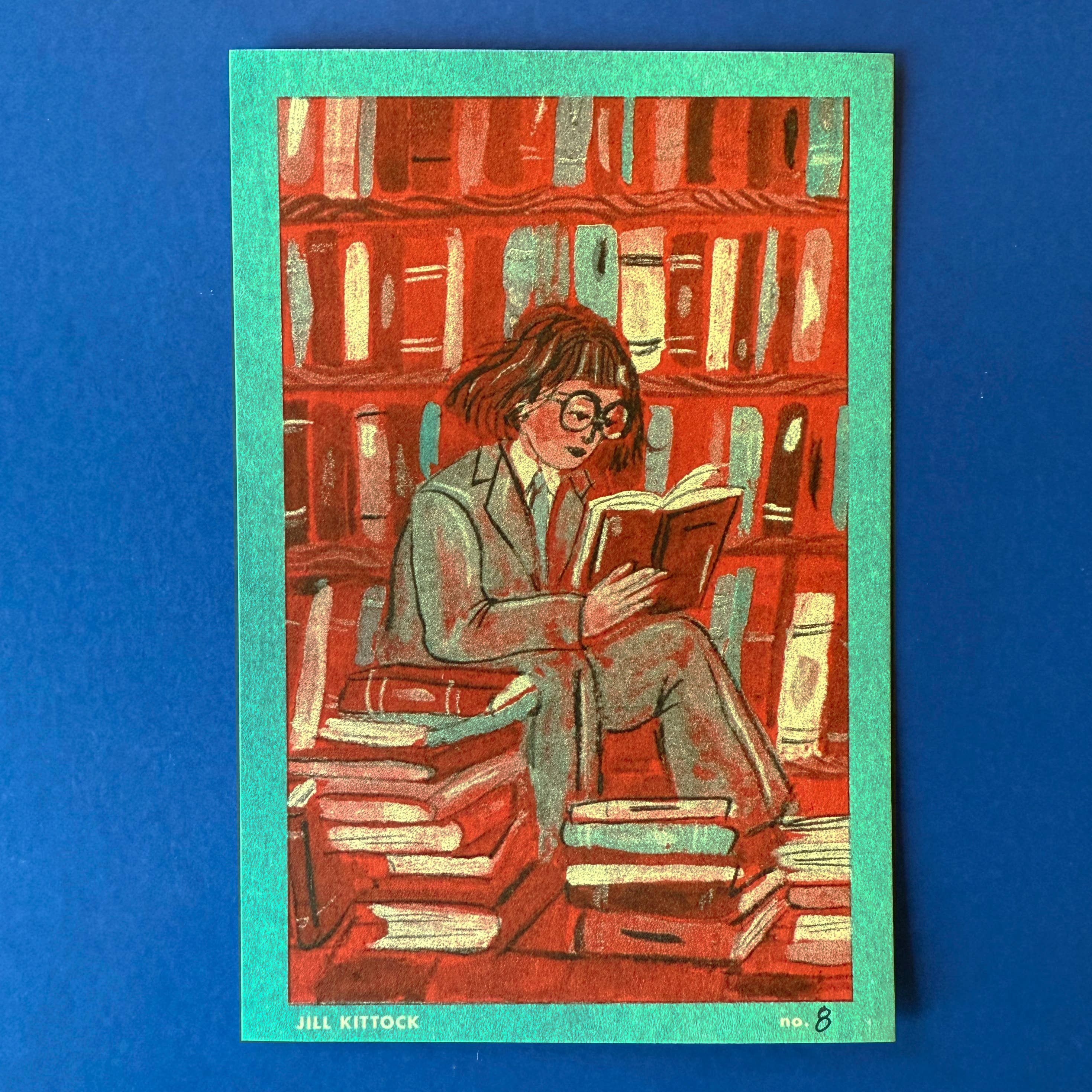 Reader in a Green Suit Riso print
