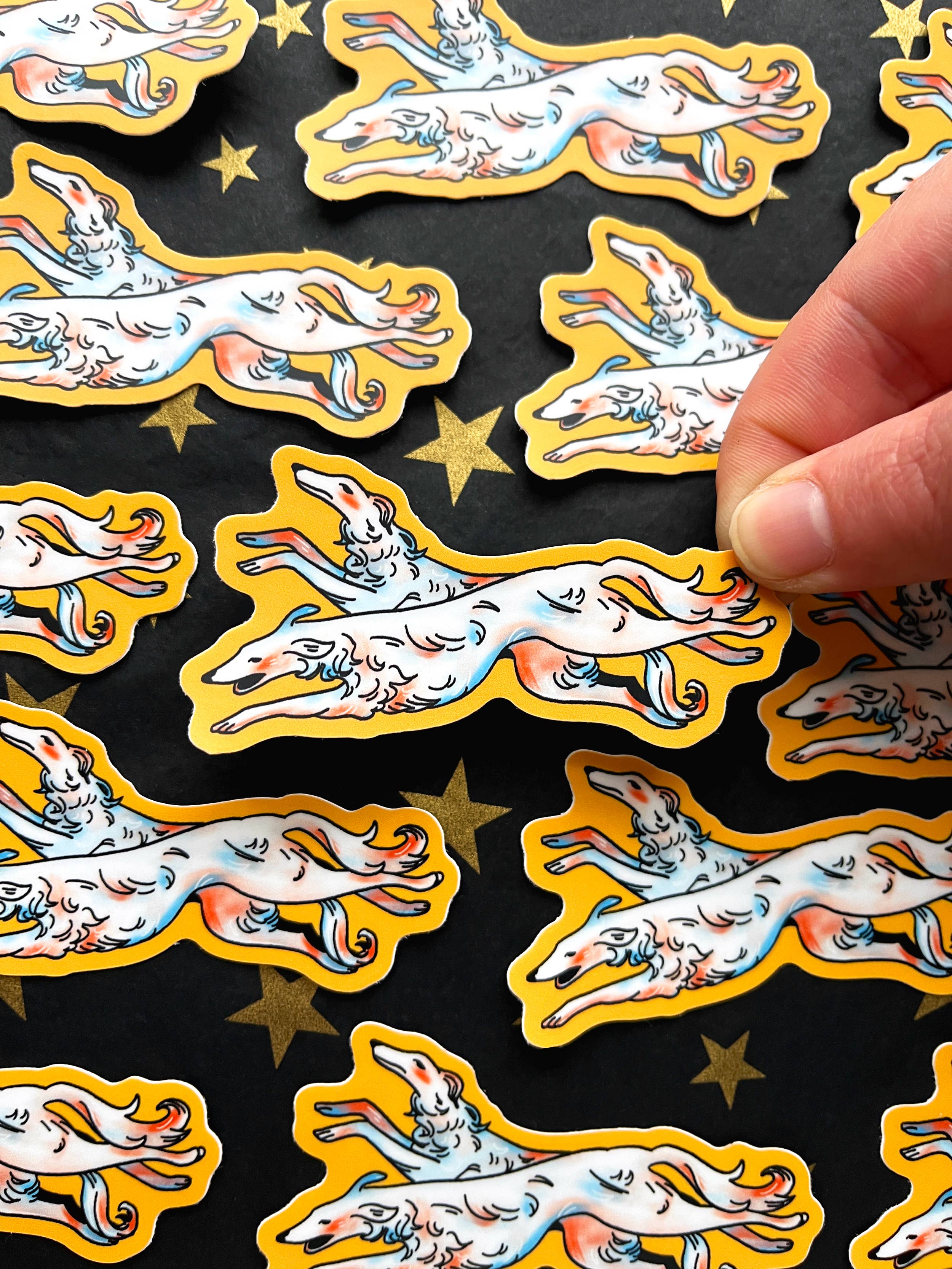 Running Borzoi Waterproof Vinyl Sticker