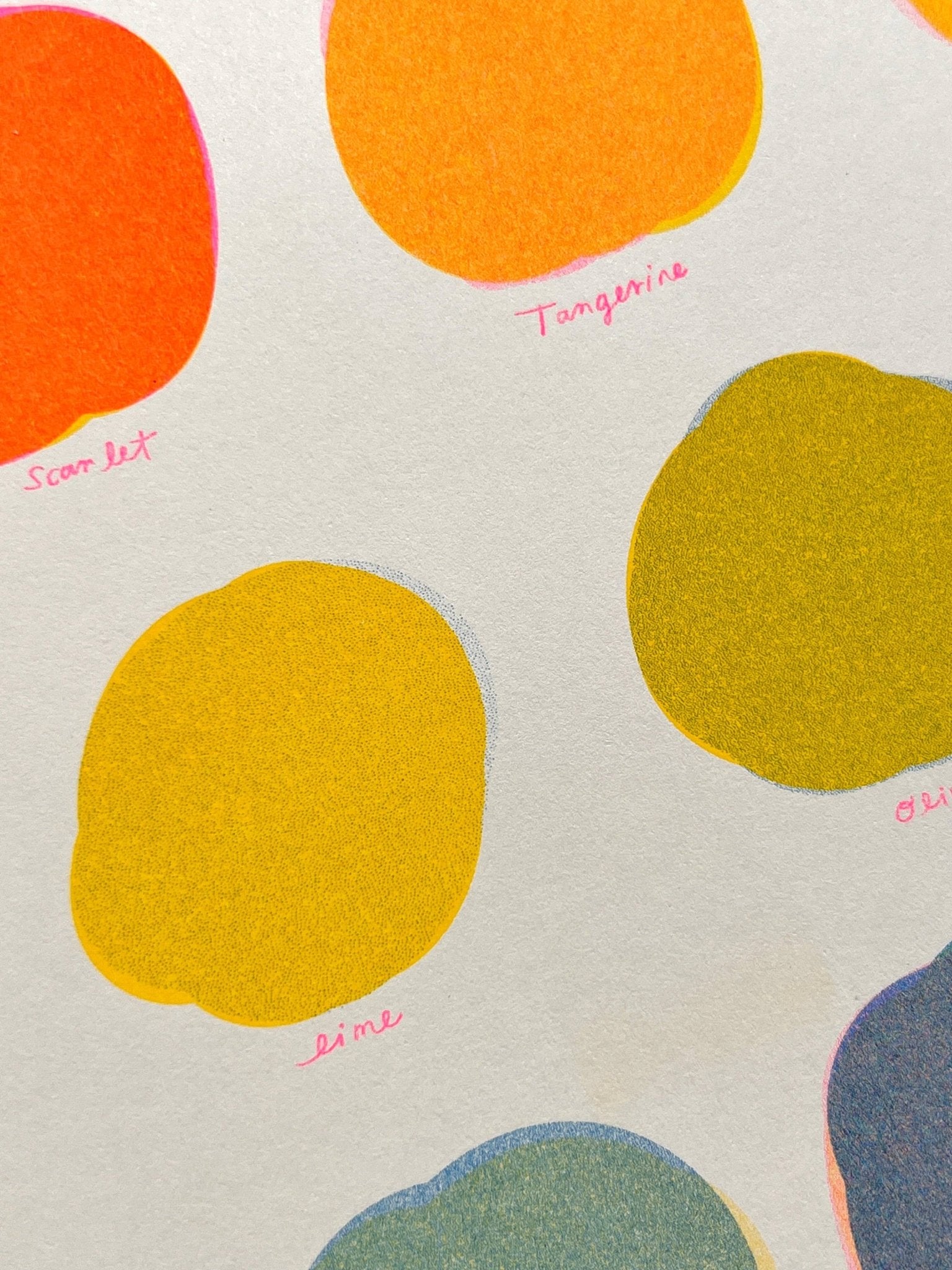 Natalie Andrewson - Riso Color Swatch in Blue, Yellow and Fluorescent Pink - VISUAL INDEX
