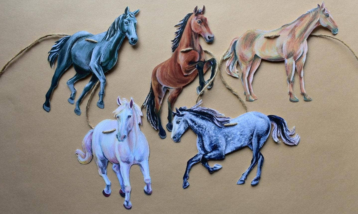 Horse Garland - illustrated paper garland - equestrian party decor - horse lover gift