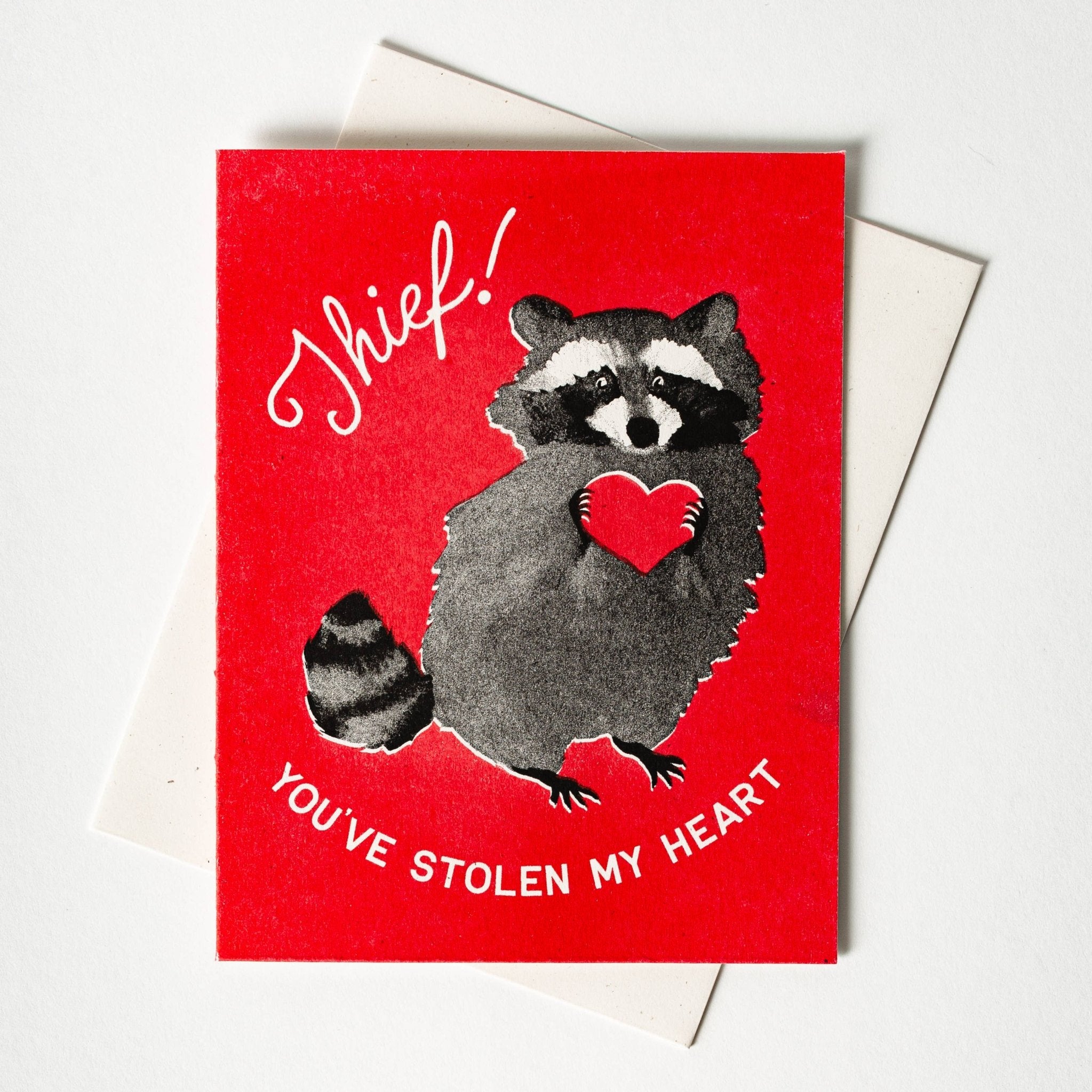 Bromstad Printing Co. - Thief! Raccoon - Risograph Card - VISUAL INDEX