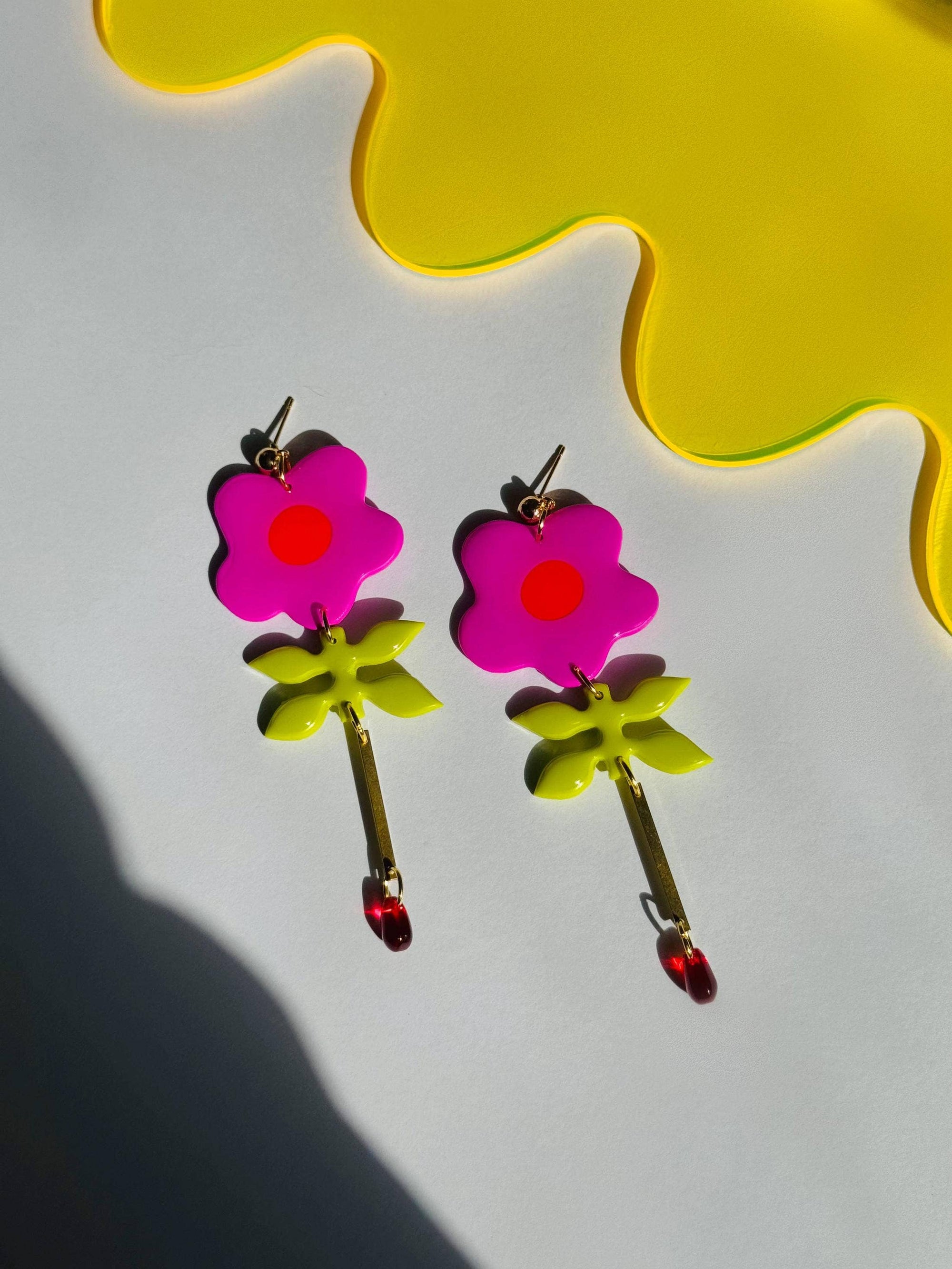Flower Droplets: Pink Earrings
