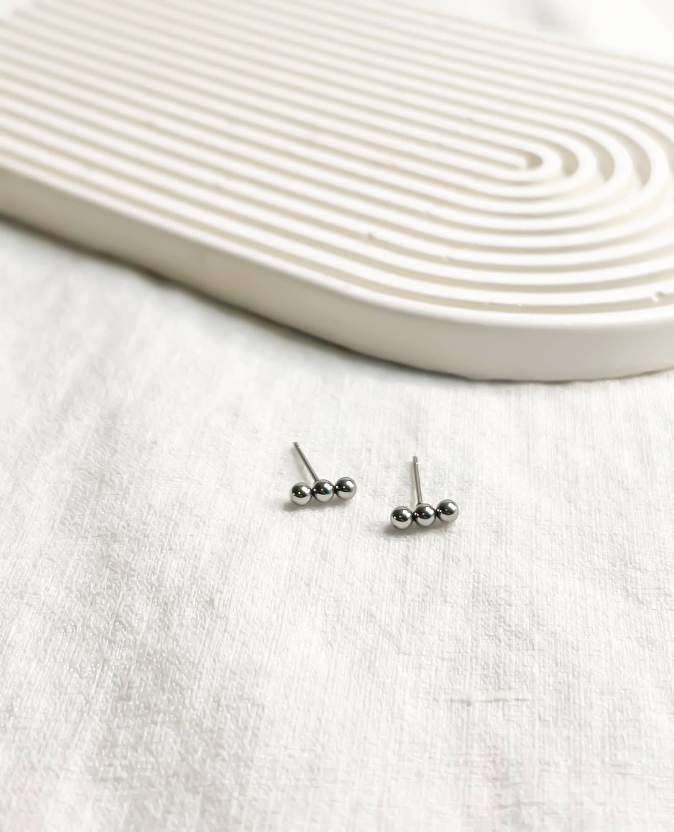 Three Bead Stud: Silver