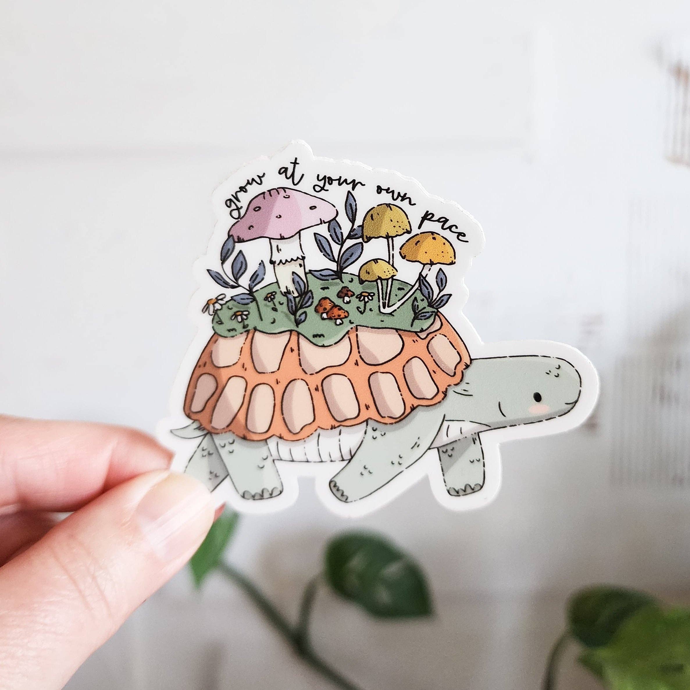 Mushroom Meadow Turtle Vinyl Sticker