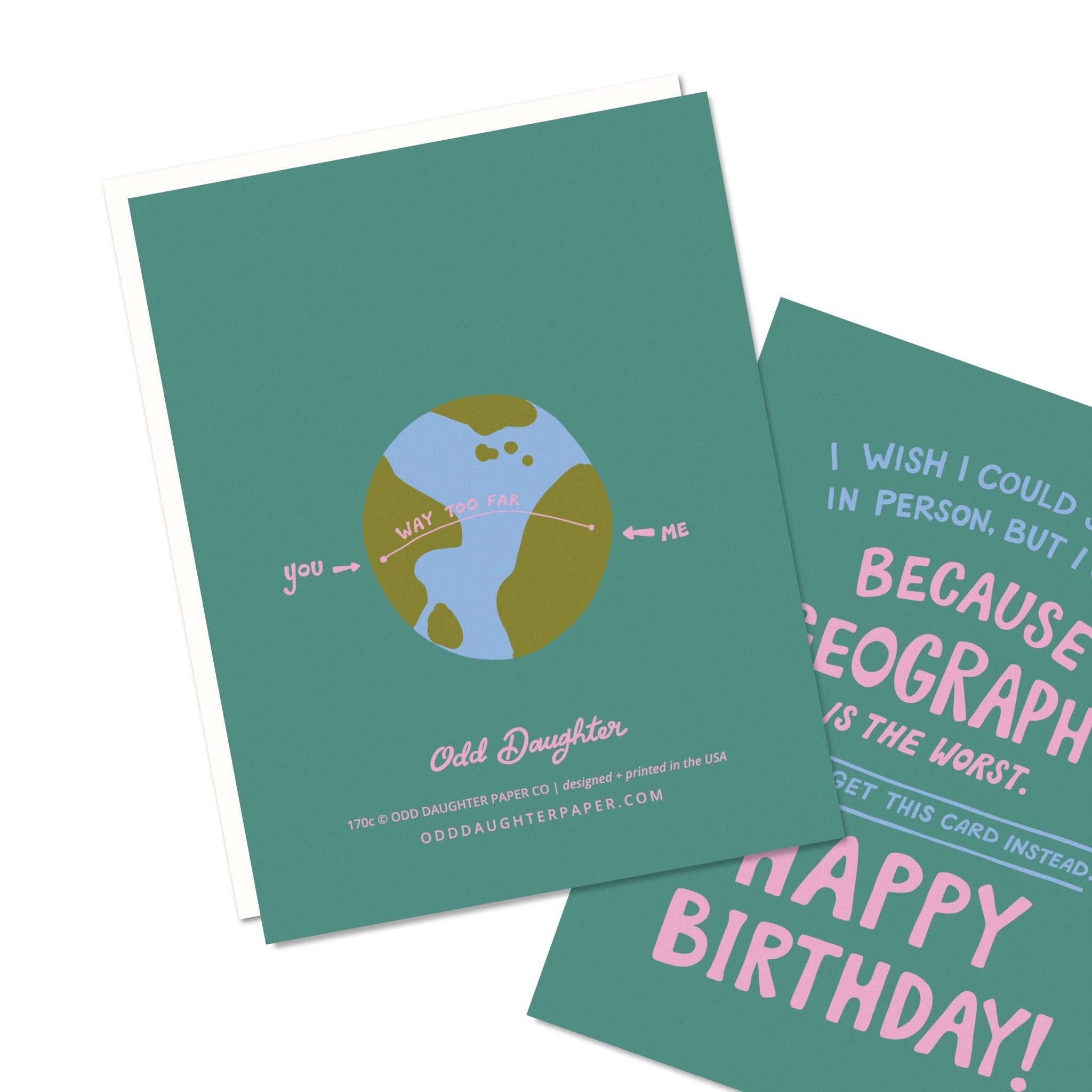Odd Daughter Paper Co. - Geography - Long Distance Birthday Card - VISUAL INDEX
