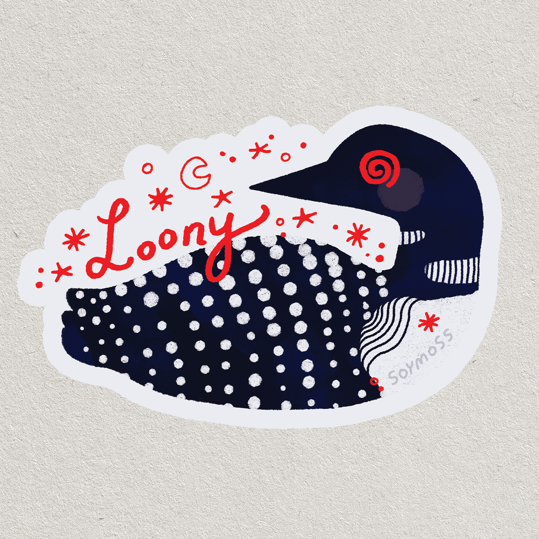 Common Loon "Loony" Glitter & Holographic Stickers: Glitter