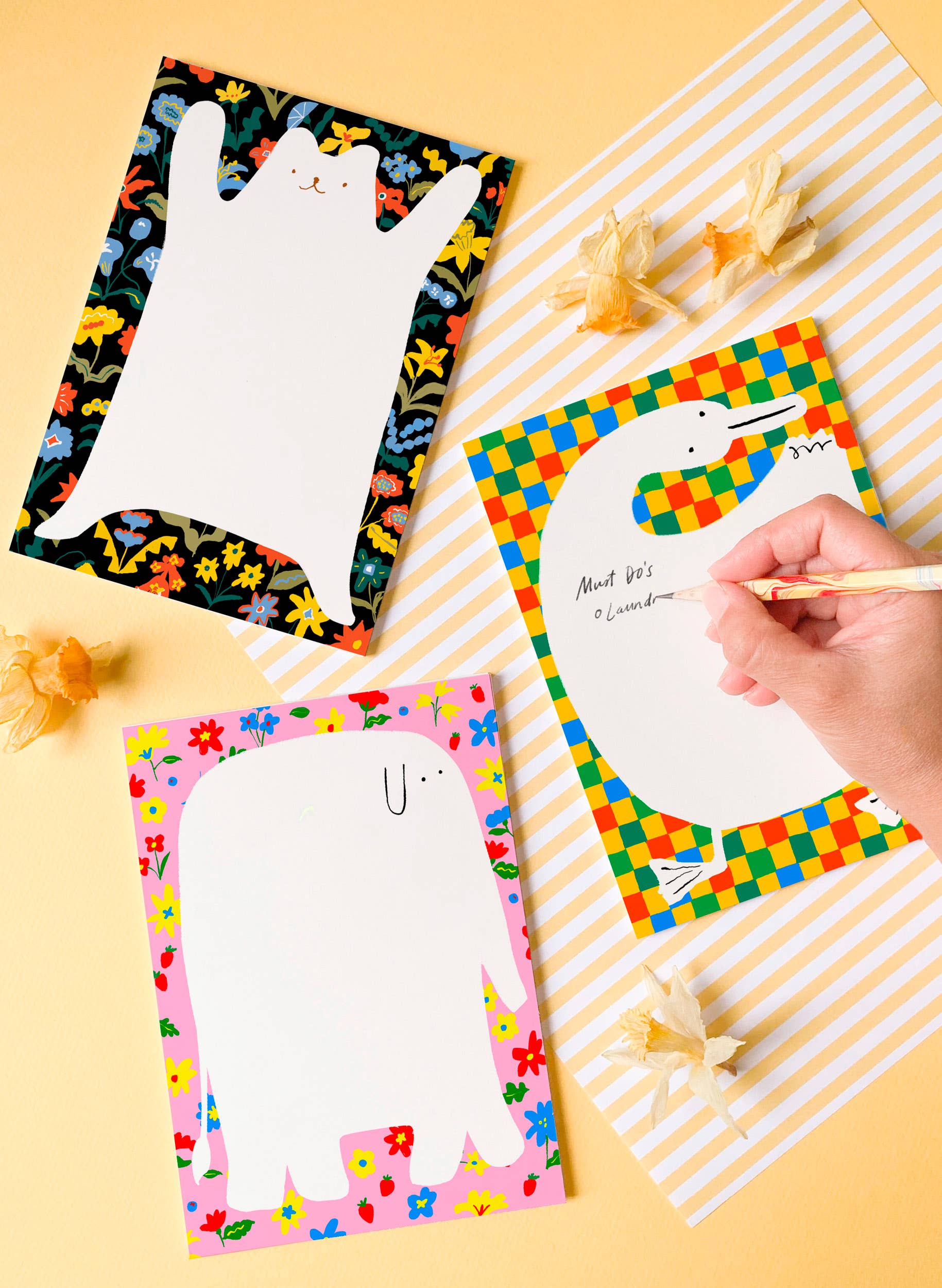 Duck Quilt Notepad - Cute Animal Retro Background