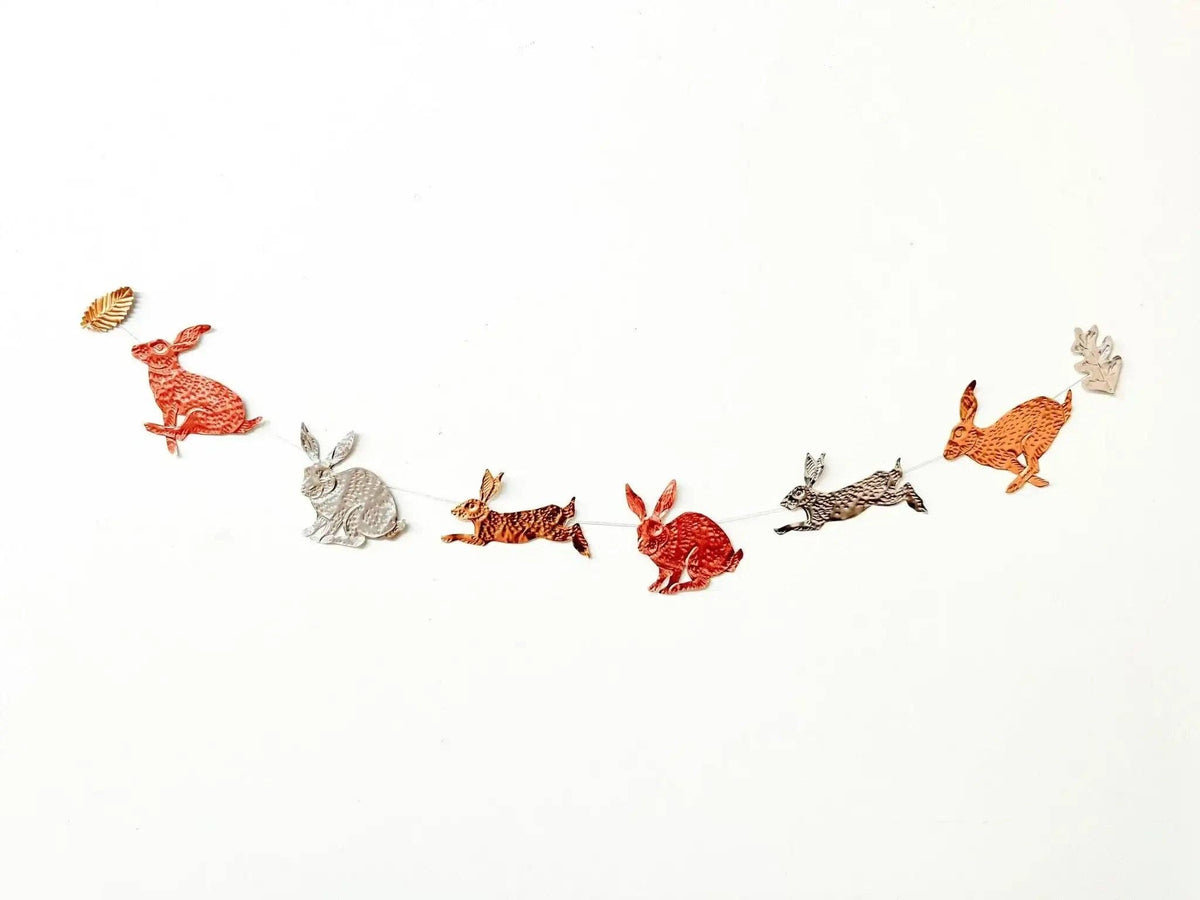 Rabbits DIY Tin Embossing Kit - DIY embossed metal foil craft kit - makes tin garland, ornaments & decorations
