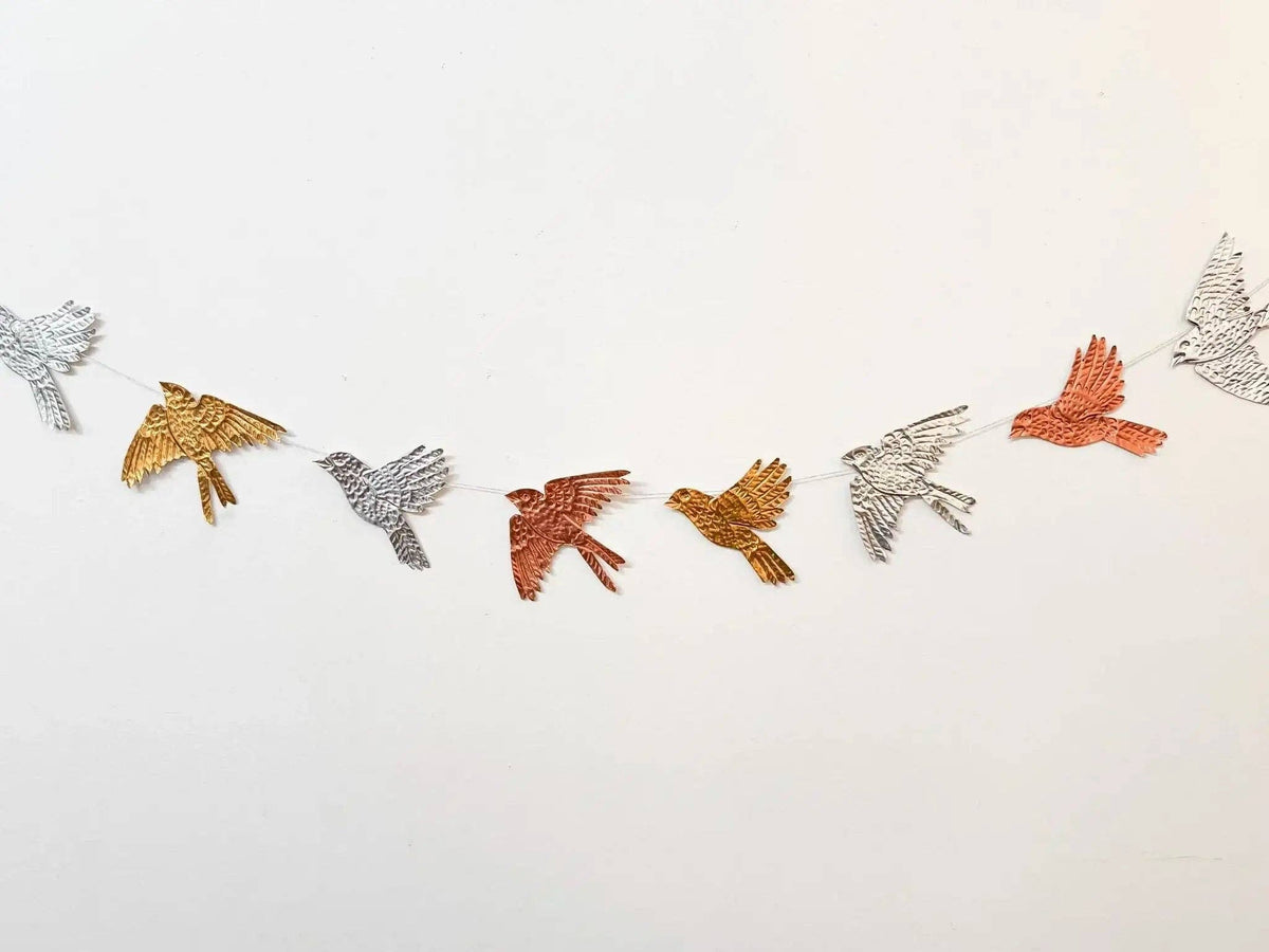 Birds Metal Foil Garland Embossing Kit - DIY embossed metal craft kit - makes tin garland, ornaments, and decorations