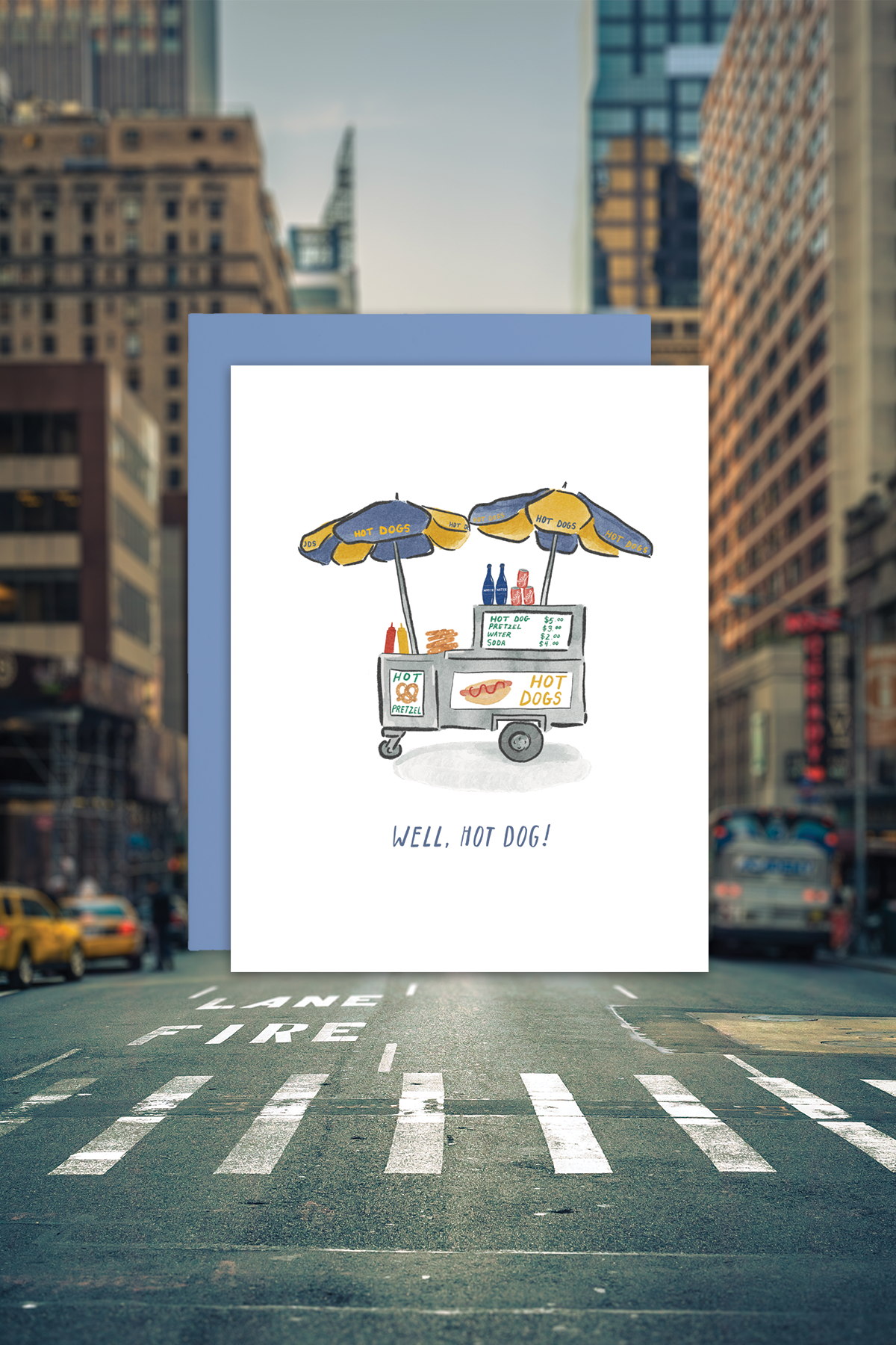 New York Hot Dog Cart Congratulations Blank Greeting Card