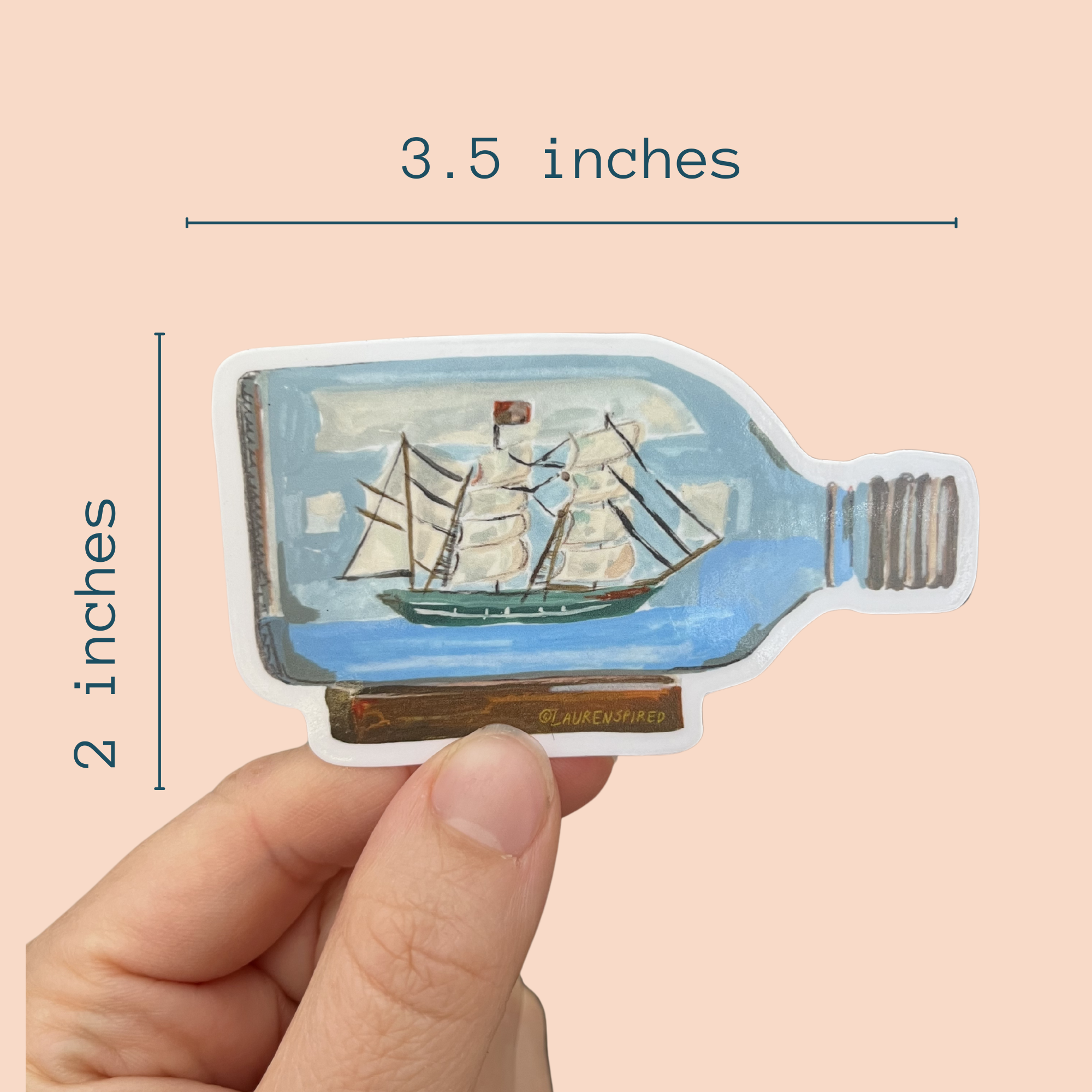 Ship in a Bottle Vinyl Sticker, Boat Sticker, Nautical