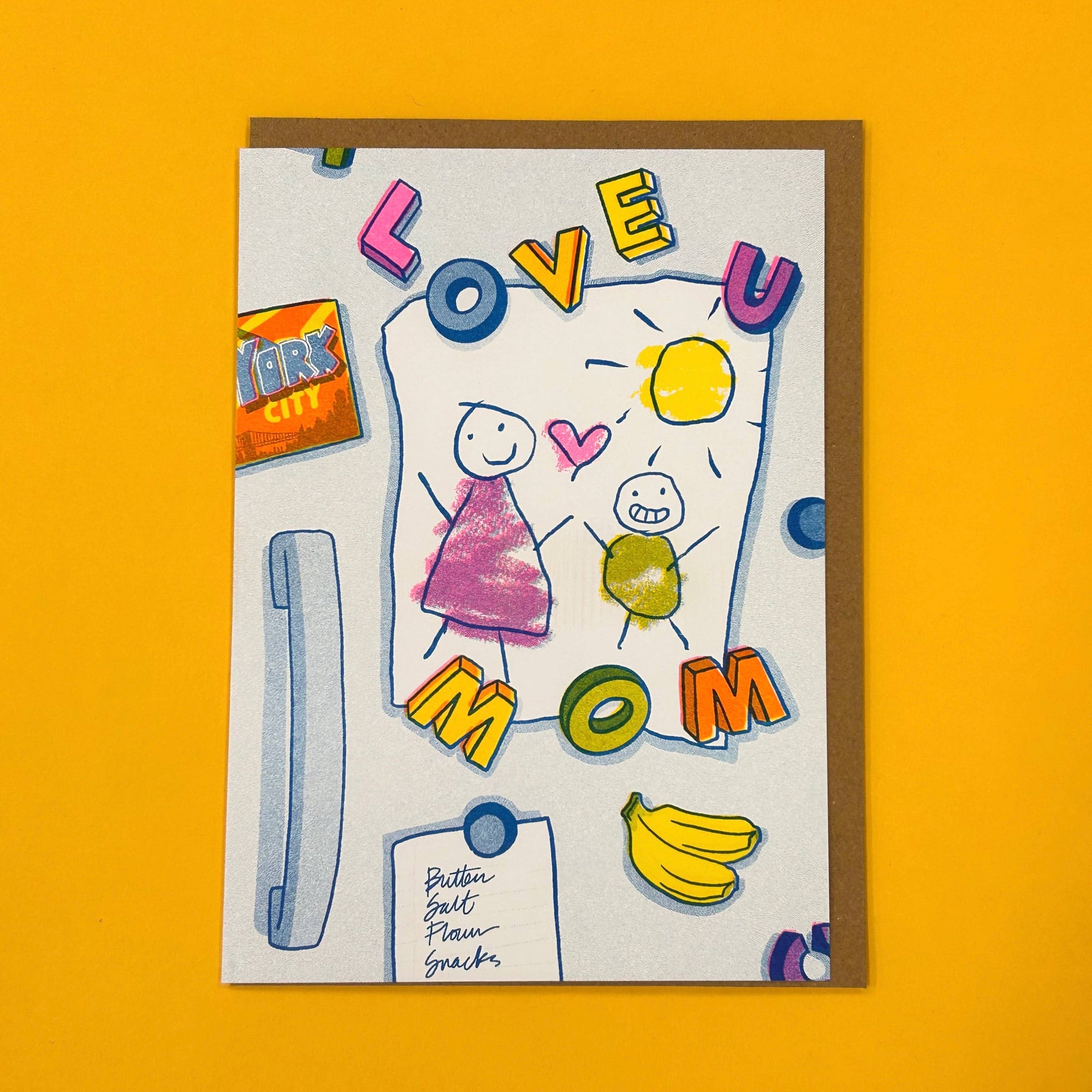 Mom Refrigerator Art Mother's Day Risograph Greeting Card