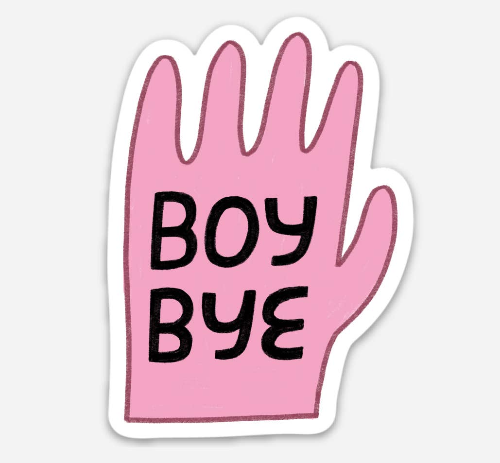 Cute Pink Boy Bye Decorative Vinyl Sticker