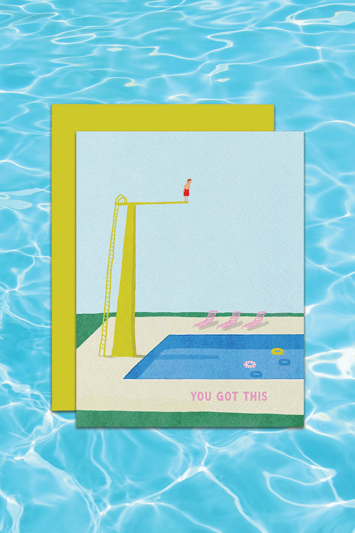 Poolside Panic- Encouragement Blank Greeting Card