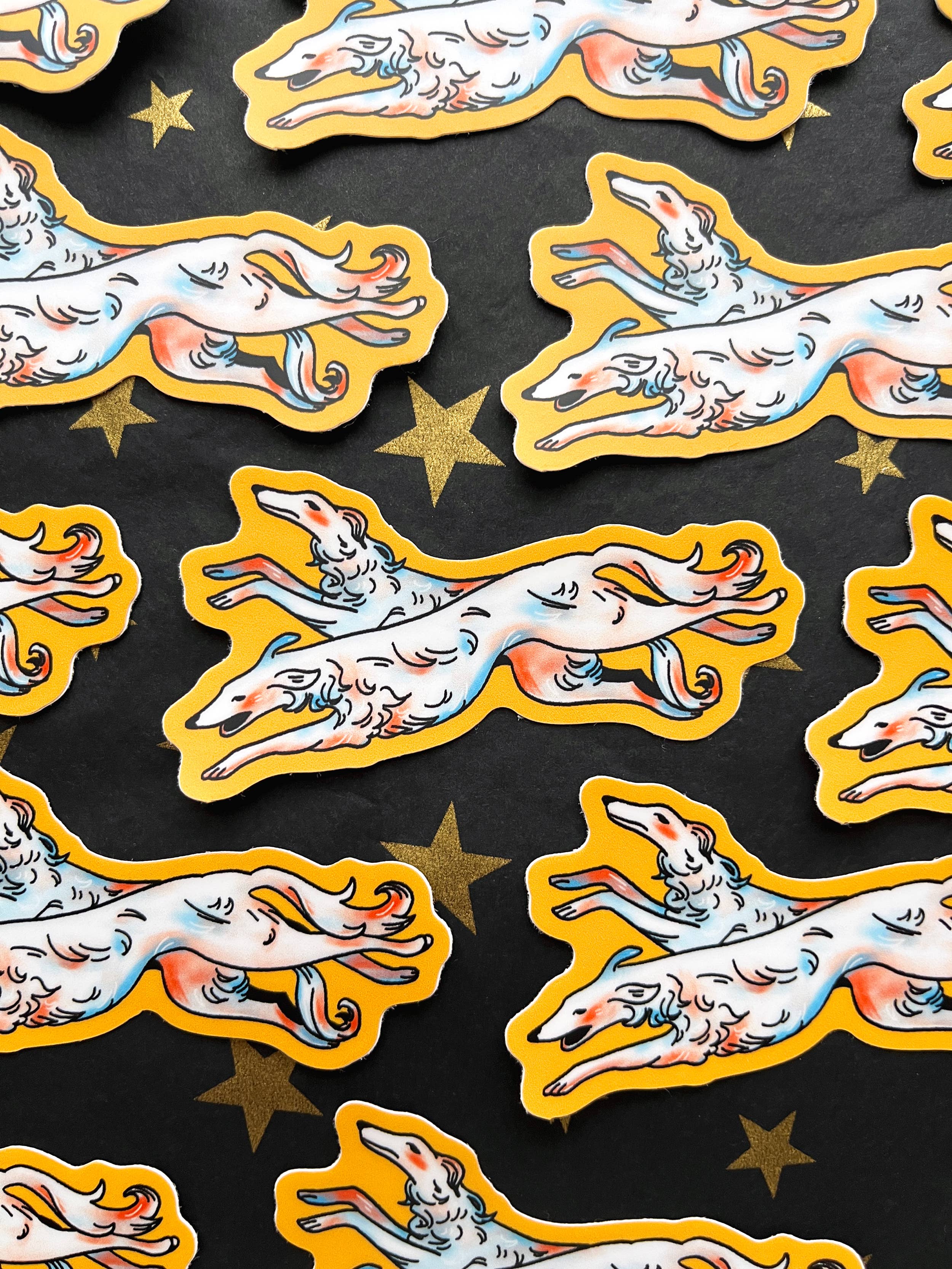 Running Borzoi Waterproof Vinyl Sticker