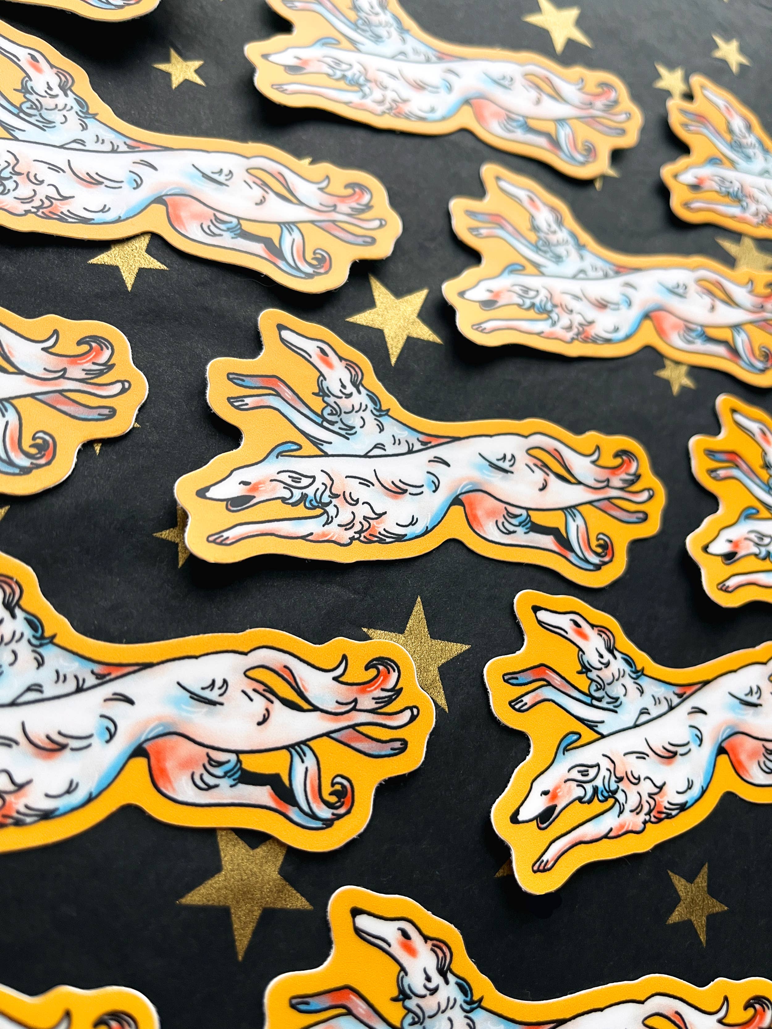 Running Borzoi Waterproof Vinyl Sticker