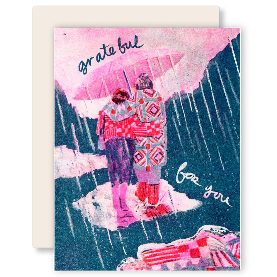 Grateful for You (Quilt Coats) - Gratitude Risograph Card