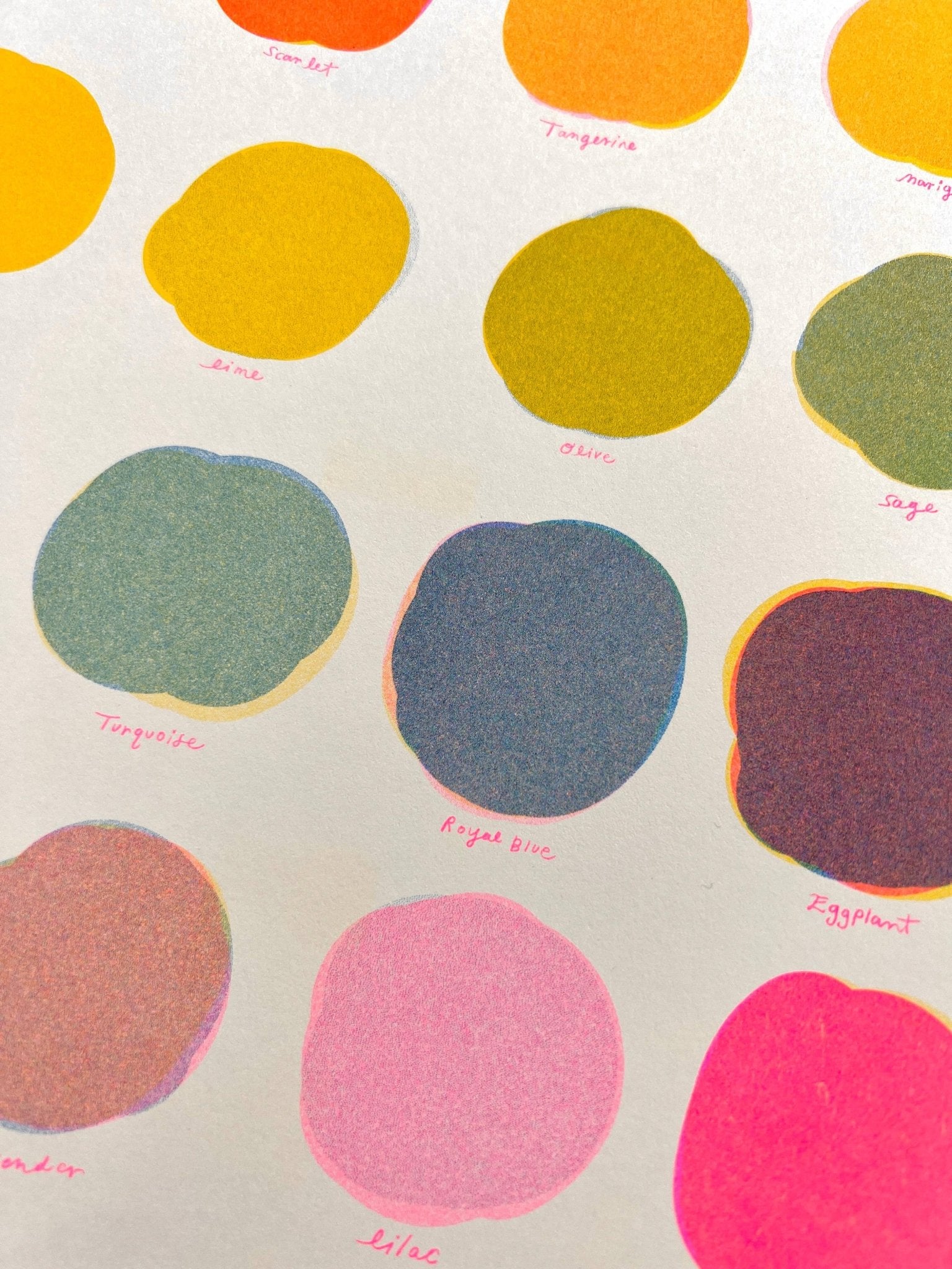 Natalie Andrewson - Riso Color Swatch in Blue, Yellow and Fluorescent Pink - VISUAL INDEX