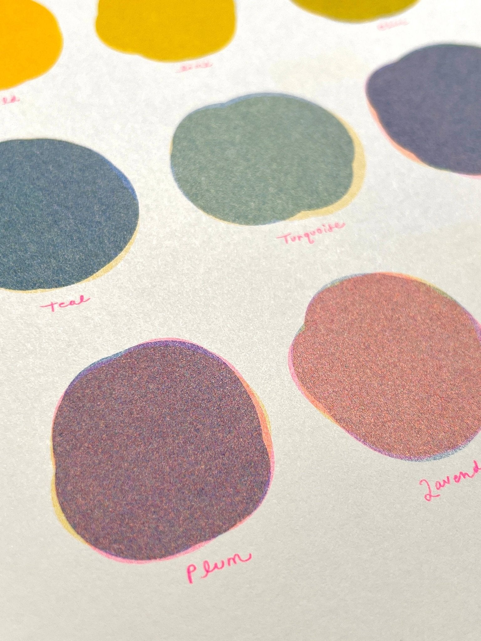 Natalie Andrewson - Riso Color Swatch in Blue, Yellow and Fluorescent Pink - VISUAL INDEX