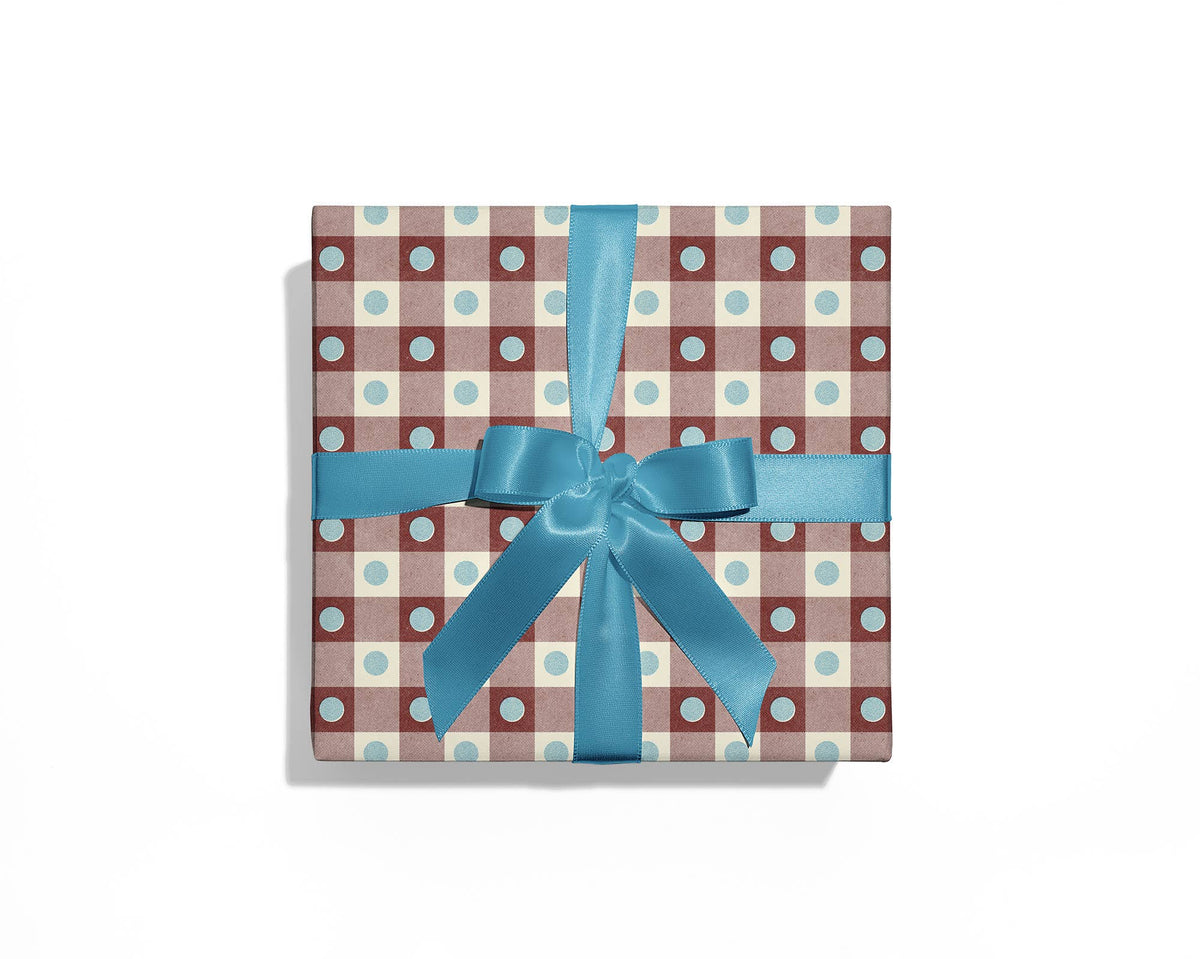 Grape Plaid Dot Wrapping Paper - 3 Sheet Roll
