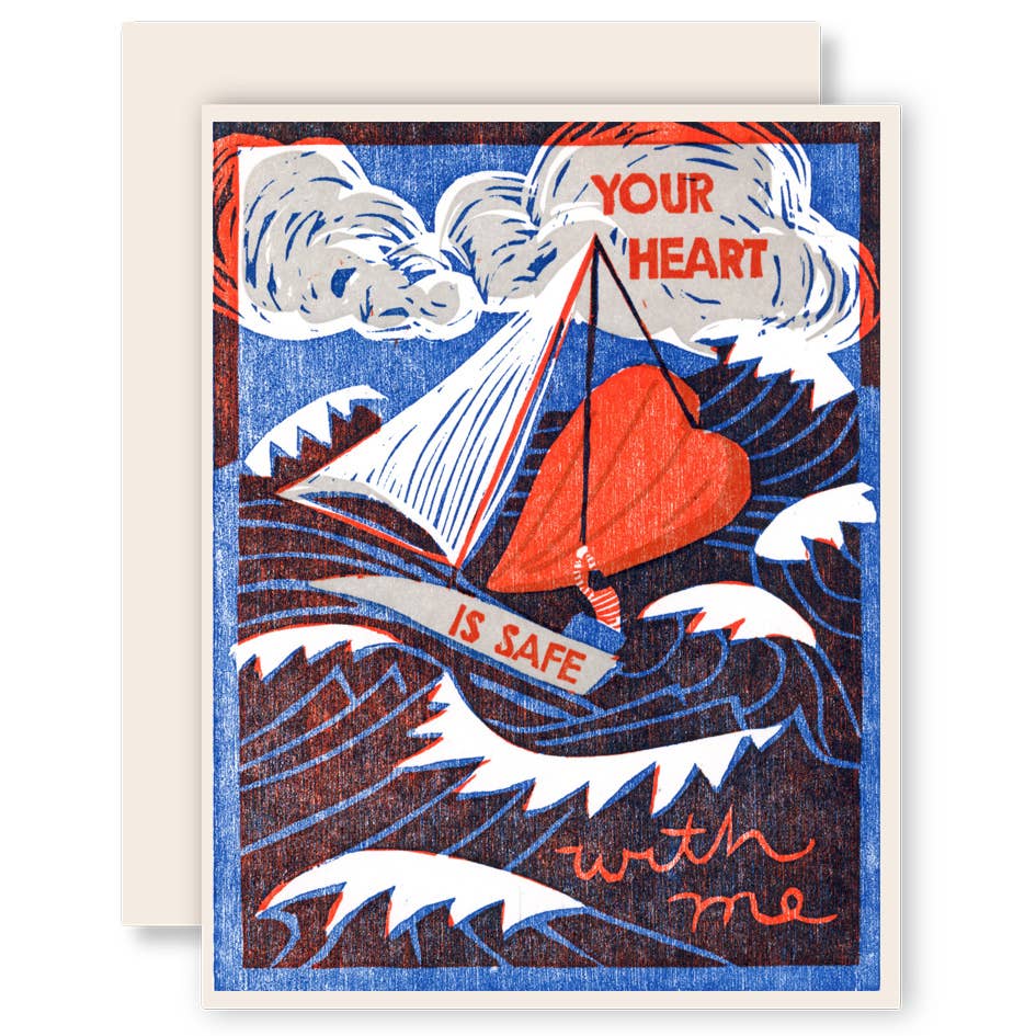 Your Heart is Safe With Me Letterpress Encouragement Card