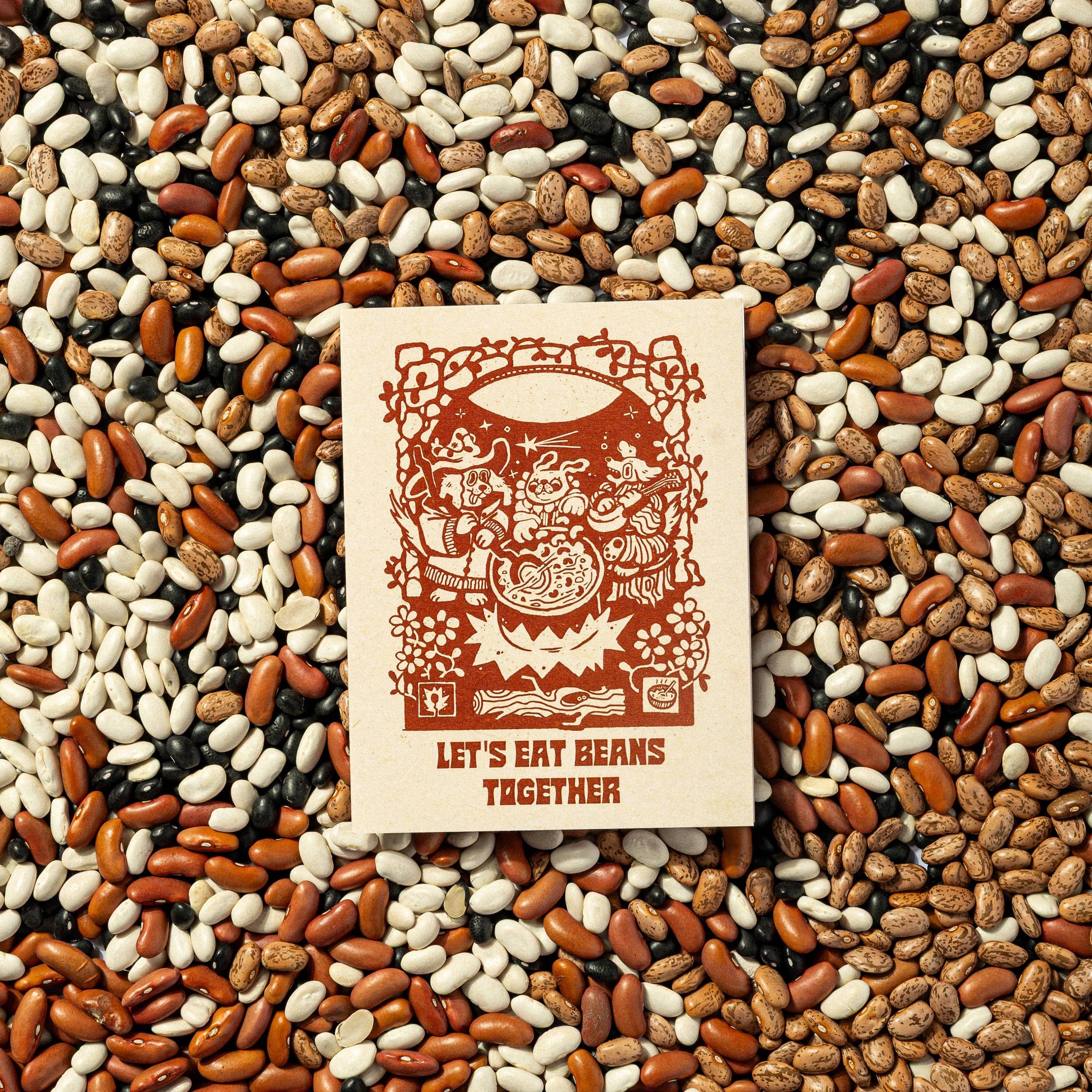 Let's Eat Beans Together Blank A2 Card With Envelope