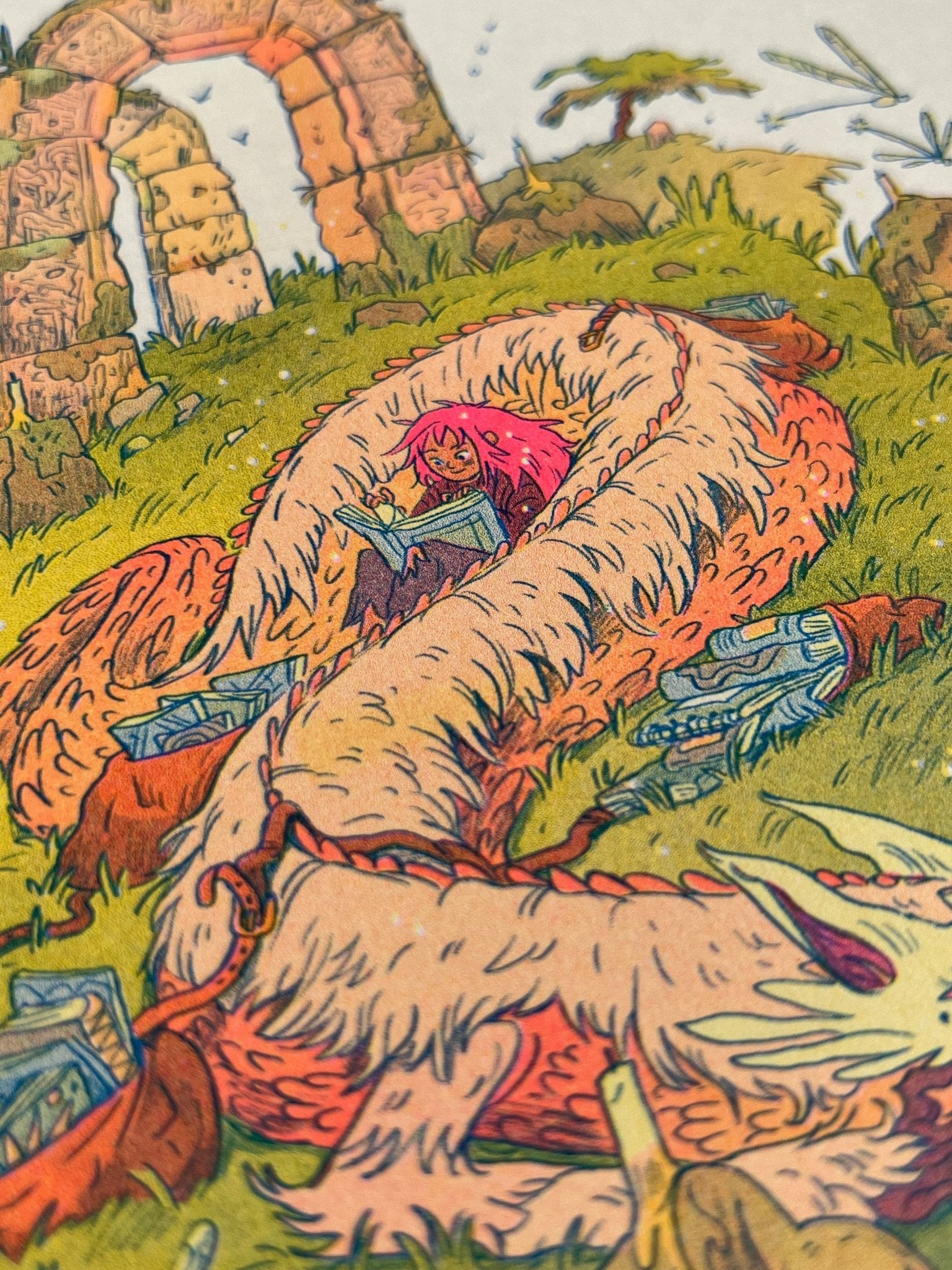 Natalie Andrewson - The Book Dragon - Small Riso Print - VISUAL INDEX