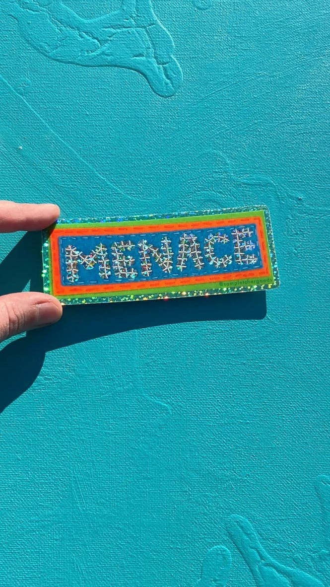 MENACE ~ Sequin Patch Inspired Waterproof Holographic Sticker