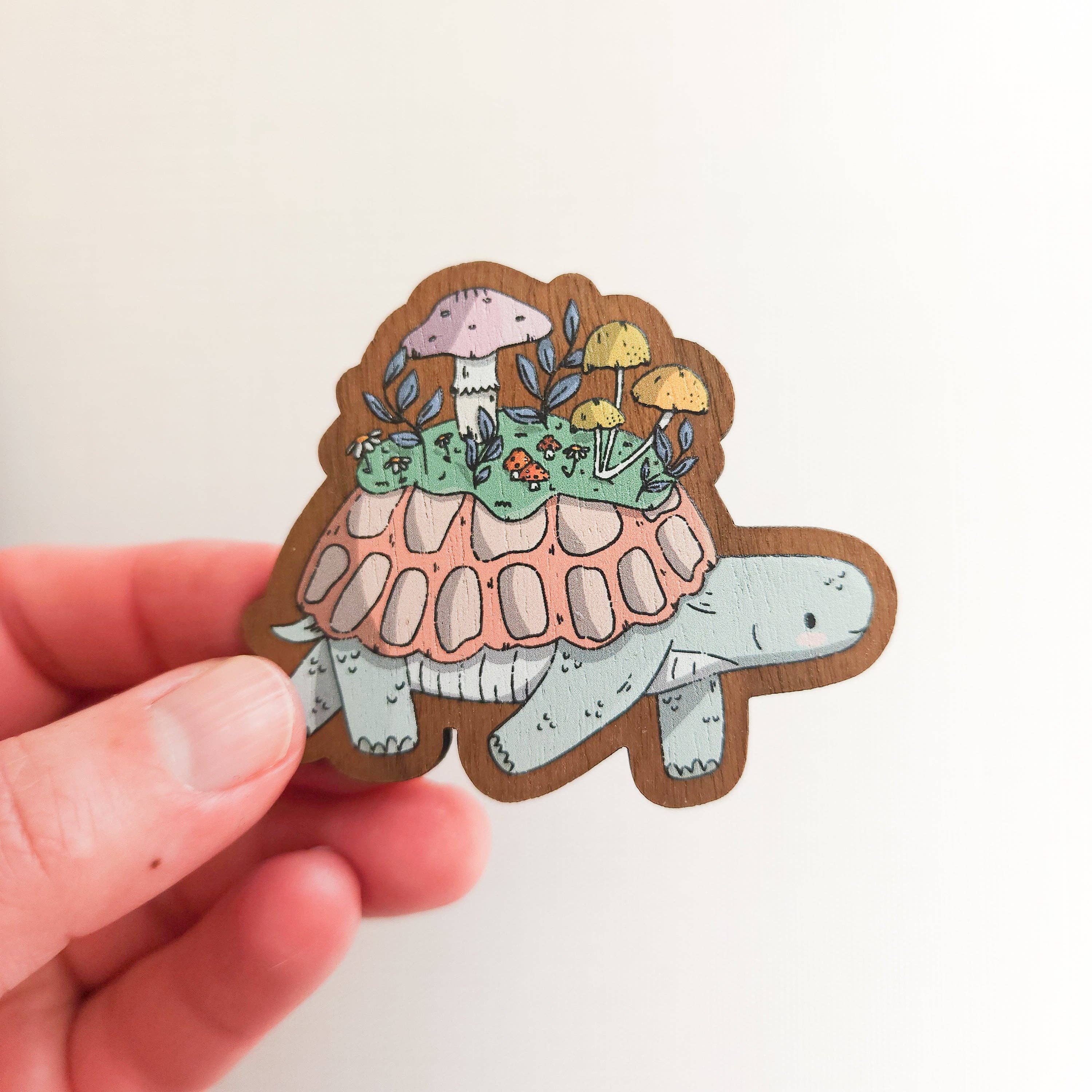 Mushroom Meadow Turtle Refrigerator Magnet