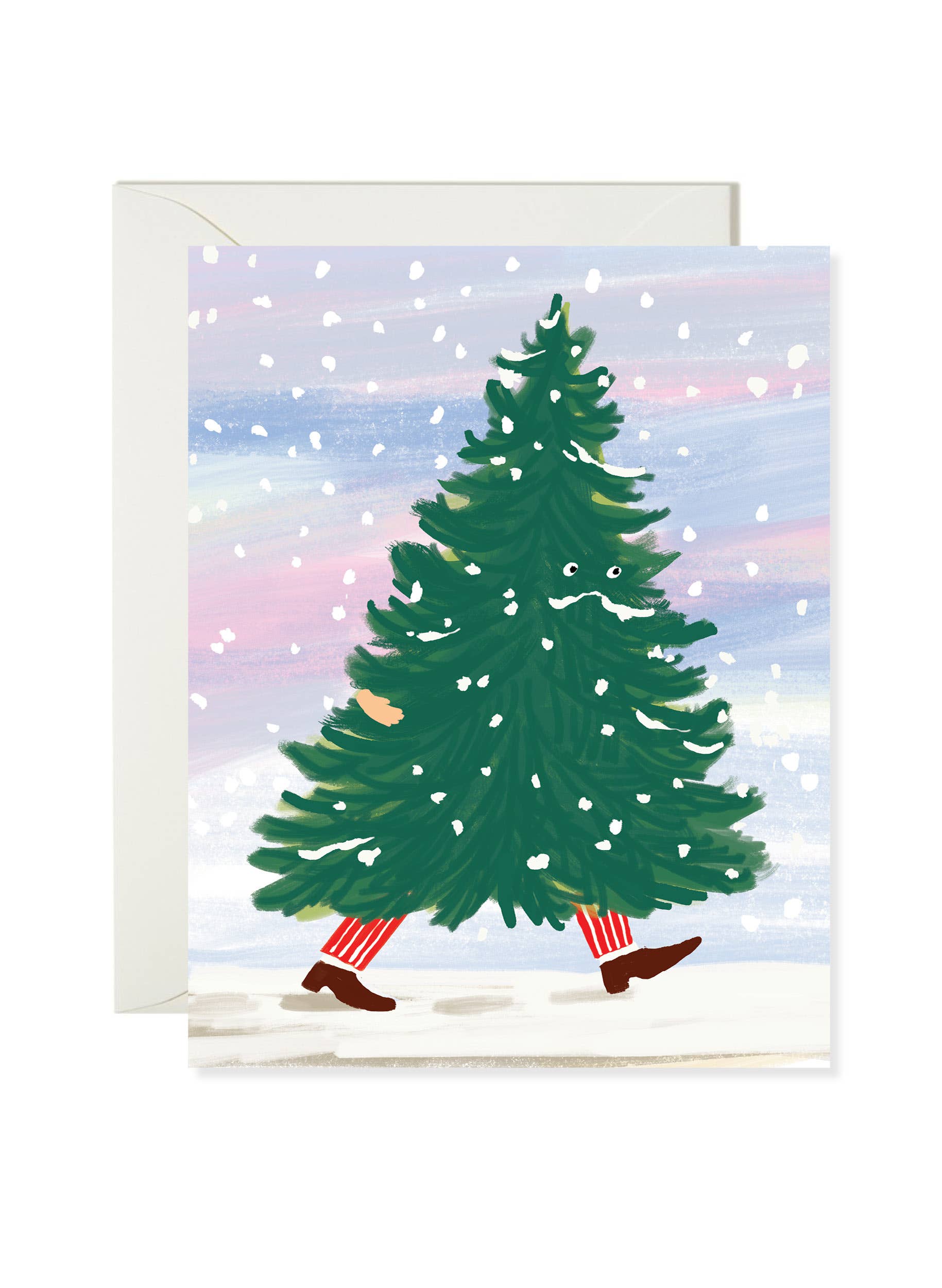 Walking Christmas Tree - Funny Holiday Christmas Card