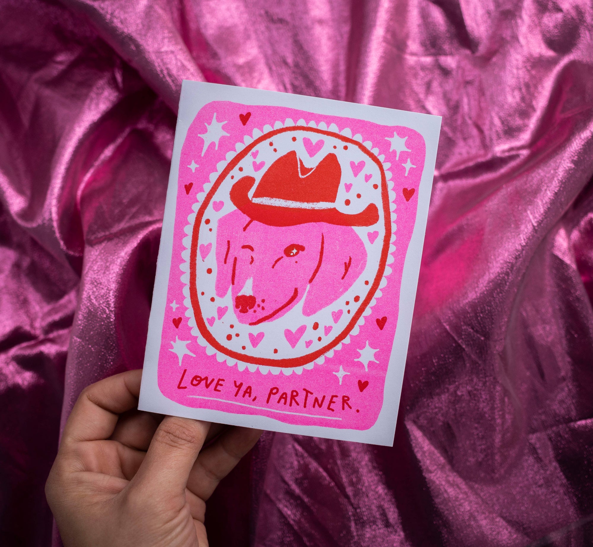 Love Ya, Partner Risograph greeting card