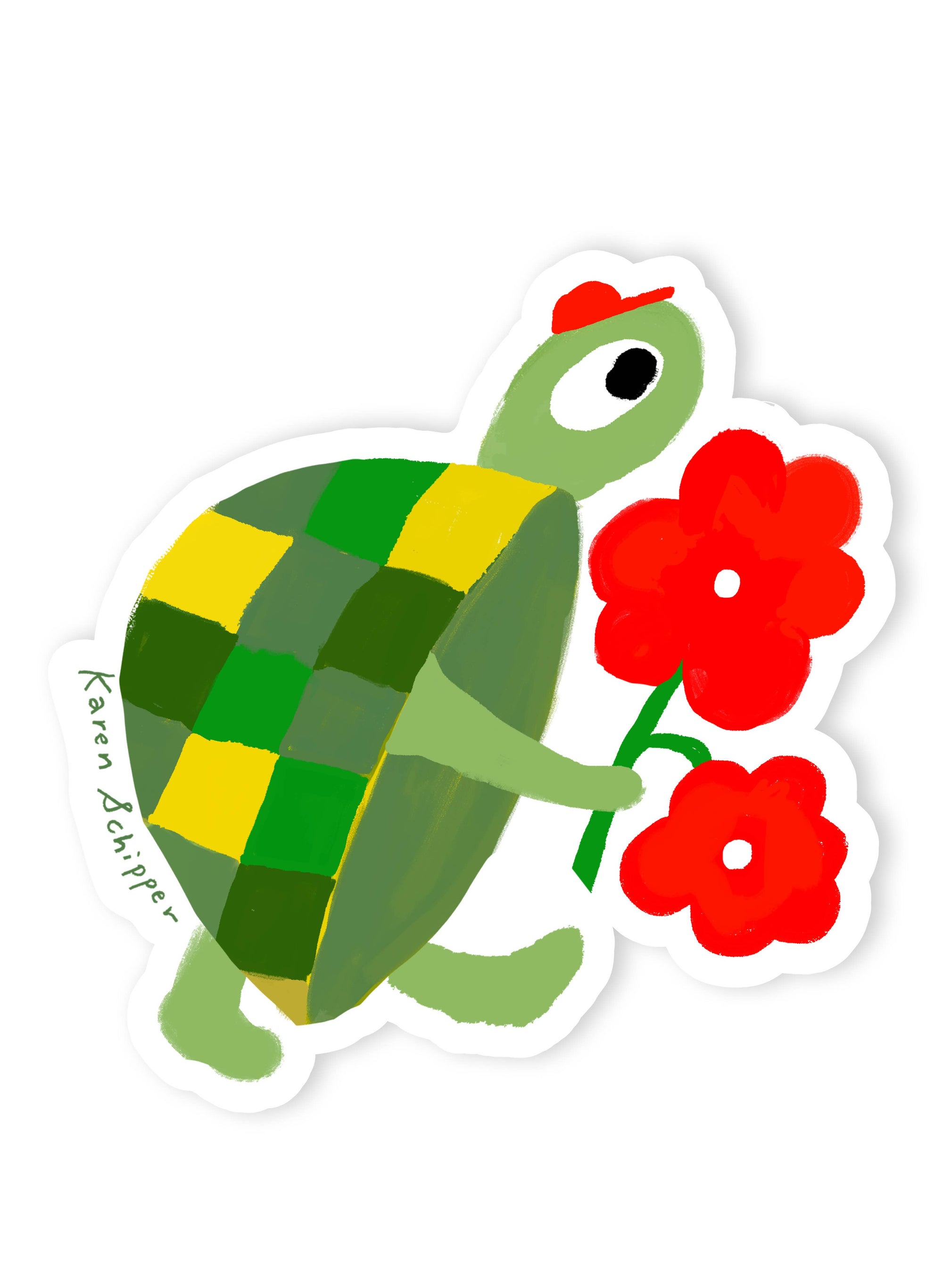 Turtle Flowers Vinyl Sticker – Cute Sticker