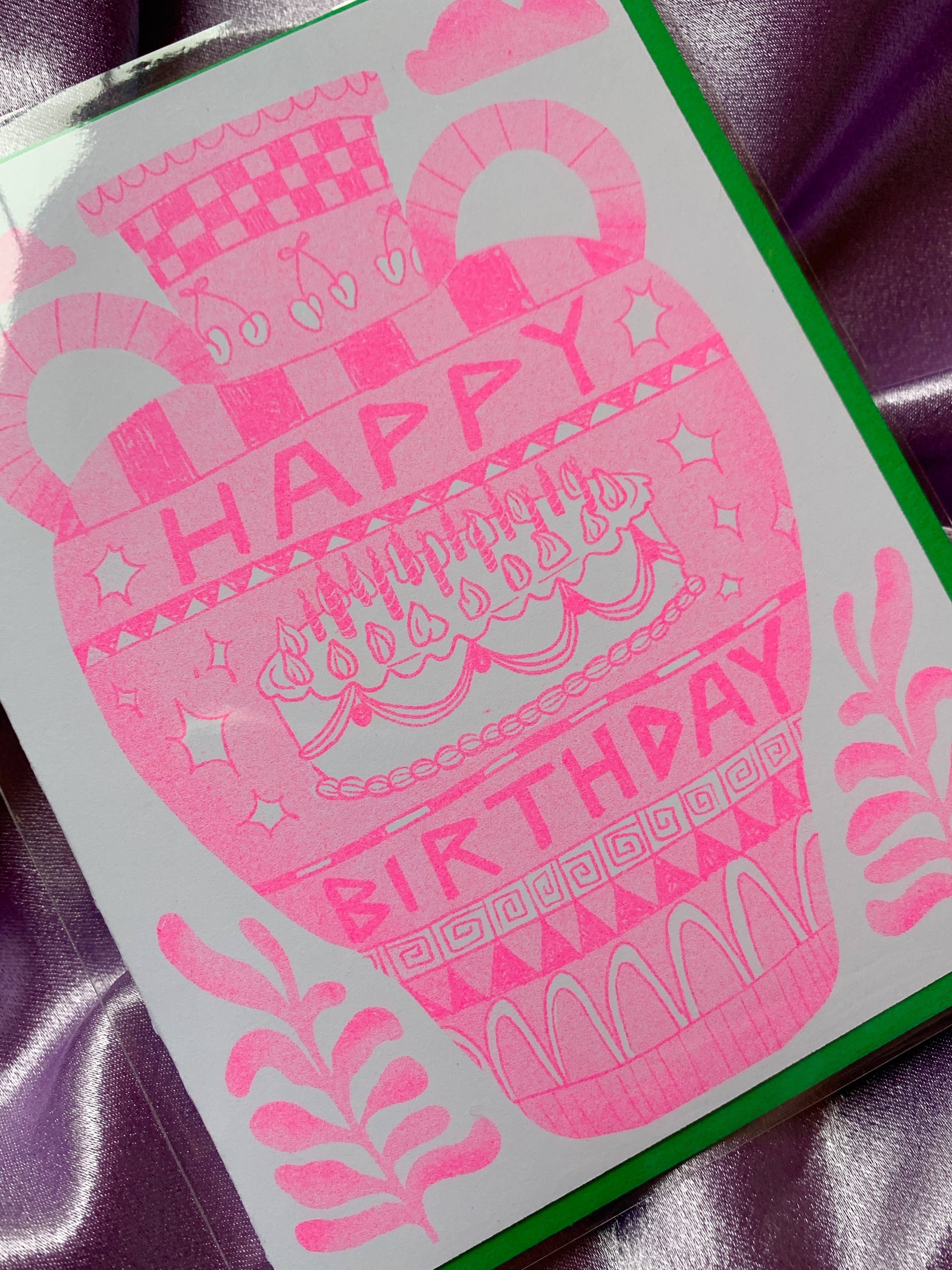 Happy Birthday Vessel Risograph Greeting Card