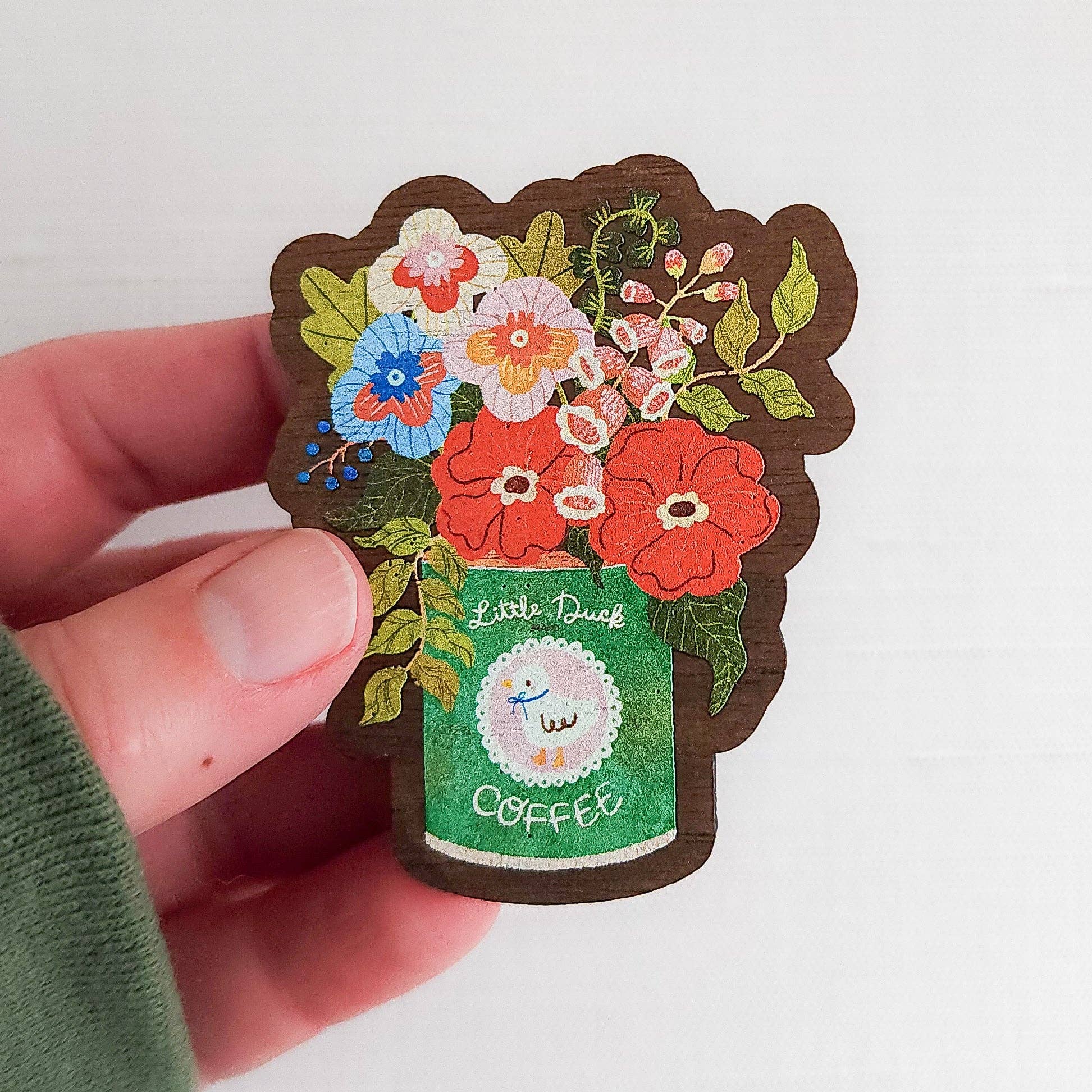 Little Duck Coffee Bouquet Refrigerator Magnet