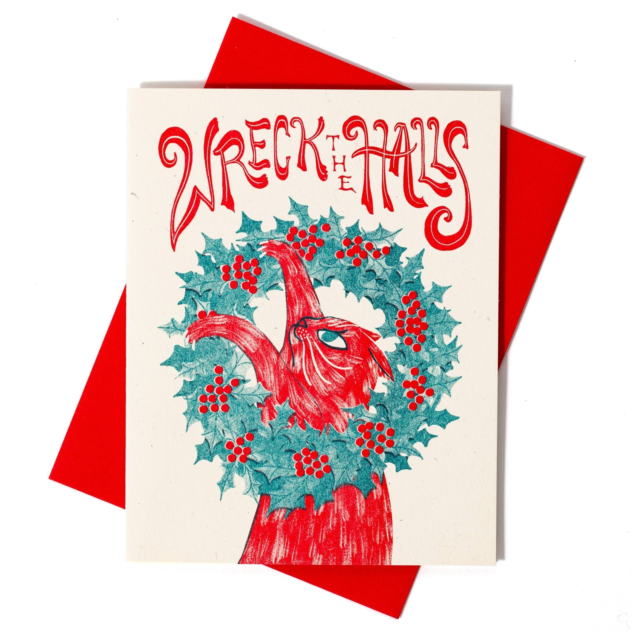 Bromstad Printing Co. - Wreck the Halls - Risograph Christmas Card - VISUAL INDEX