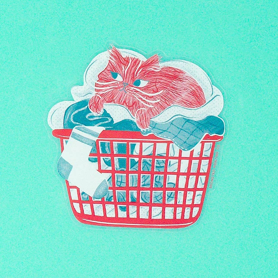 Laundry Cat- Clear Sticker