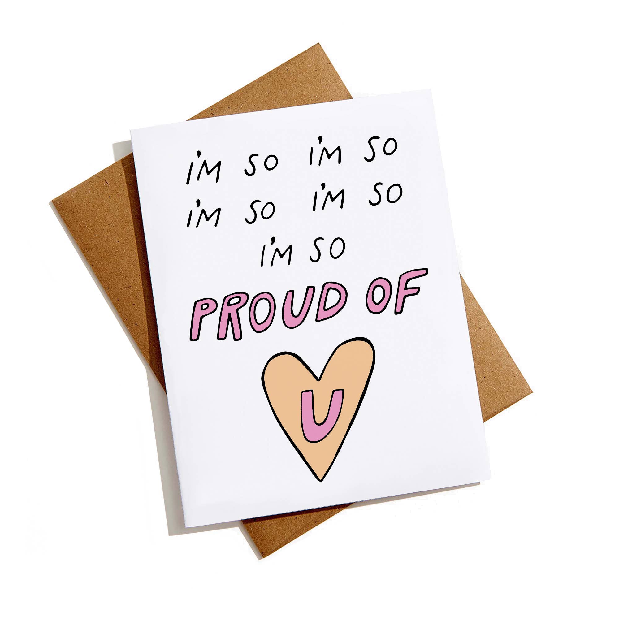 So Proud Handmade Love Card with Kraft Envelope