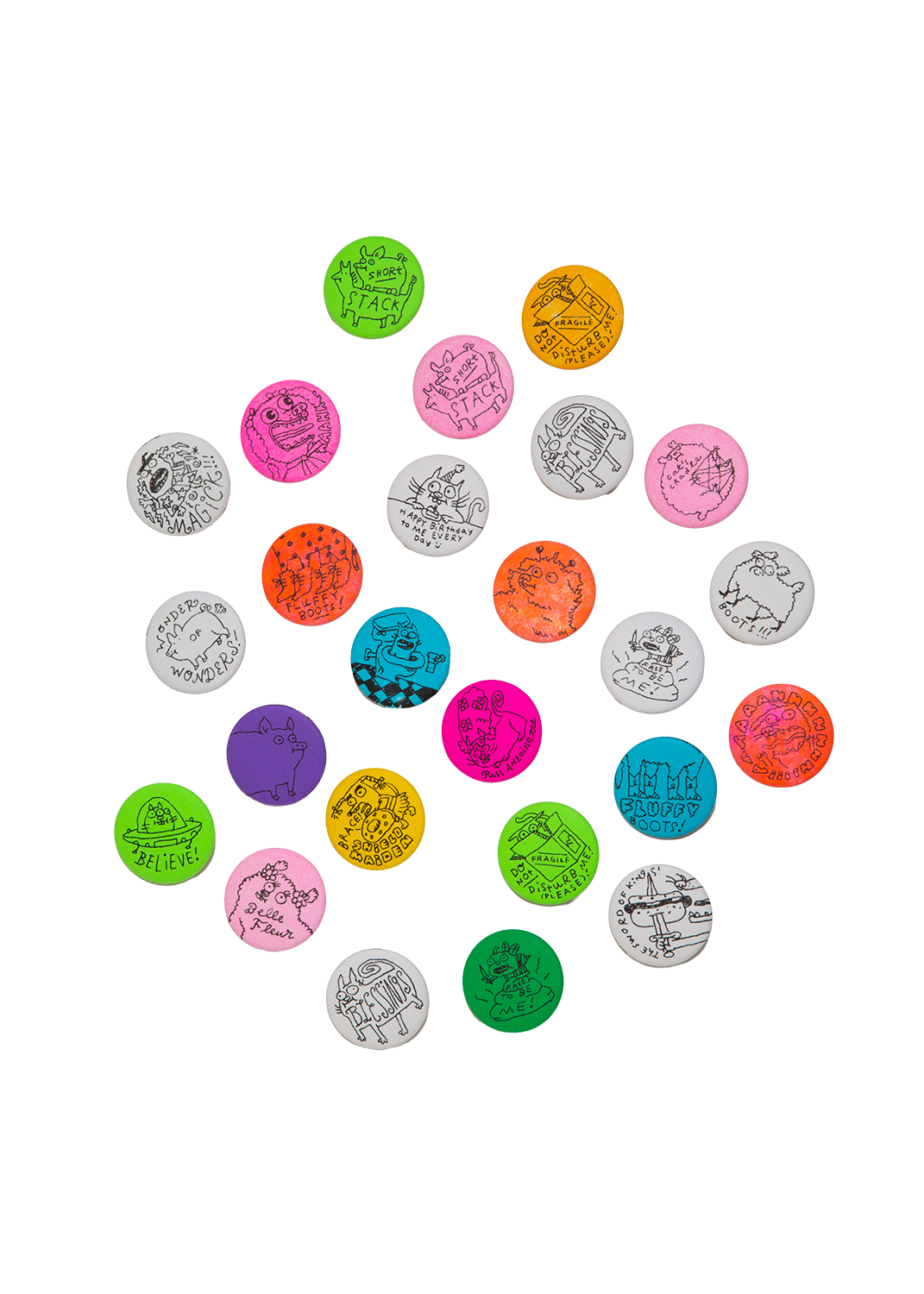 1.5” circle pinback buttons (15 Styles)