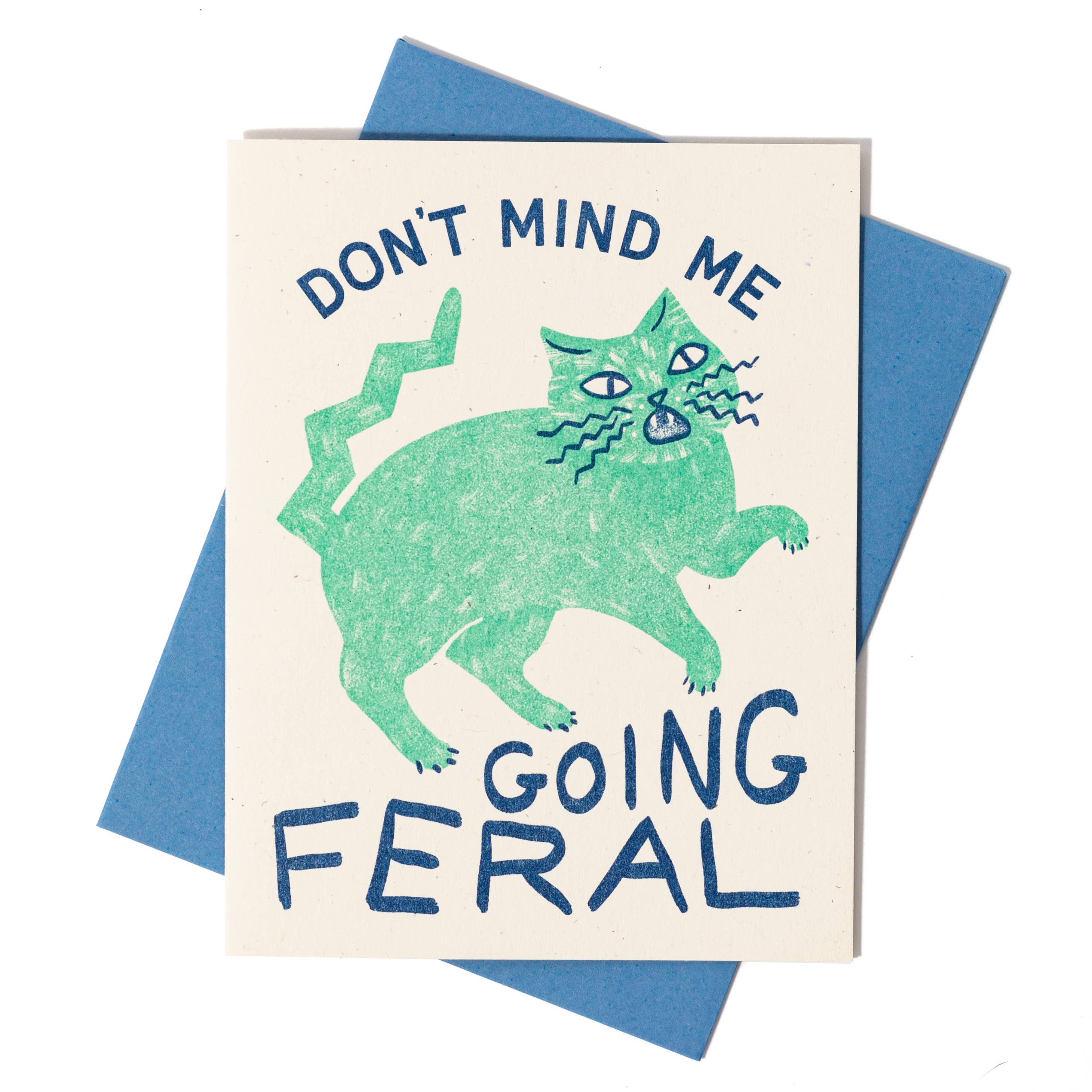 Going Feral Cat - Risograph Greeting Card