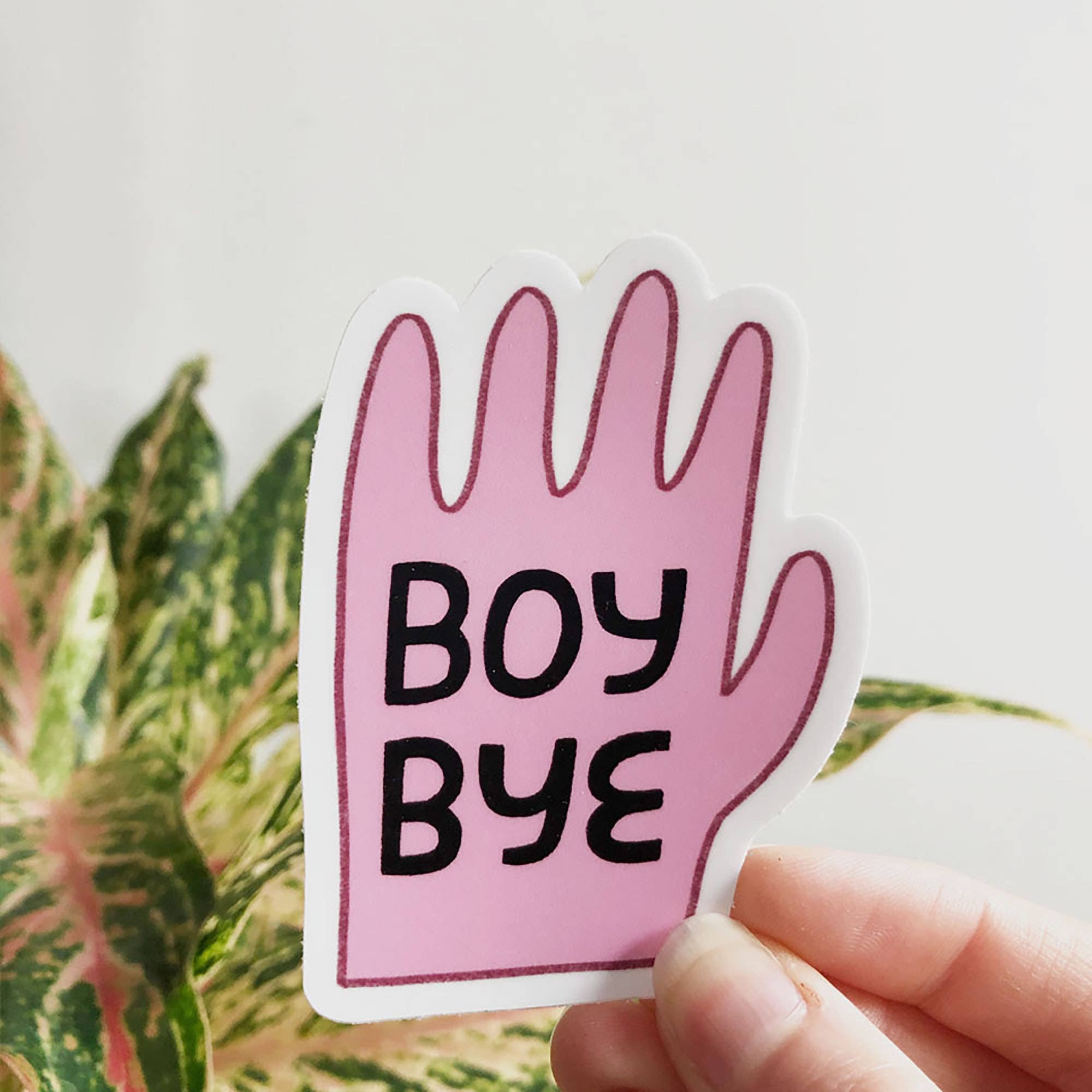 Cute Pink Boy Bye Decorative Vinyl Sticker